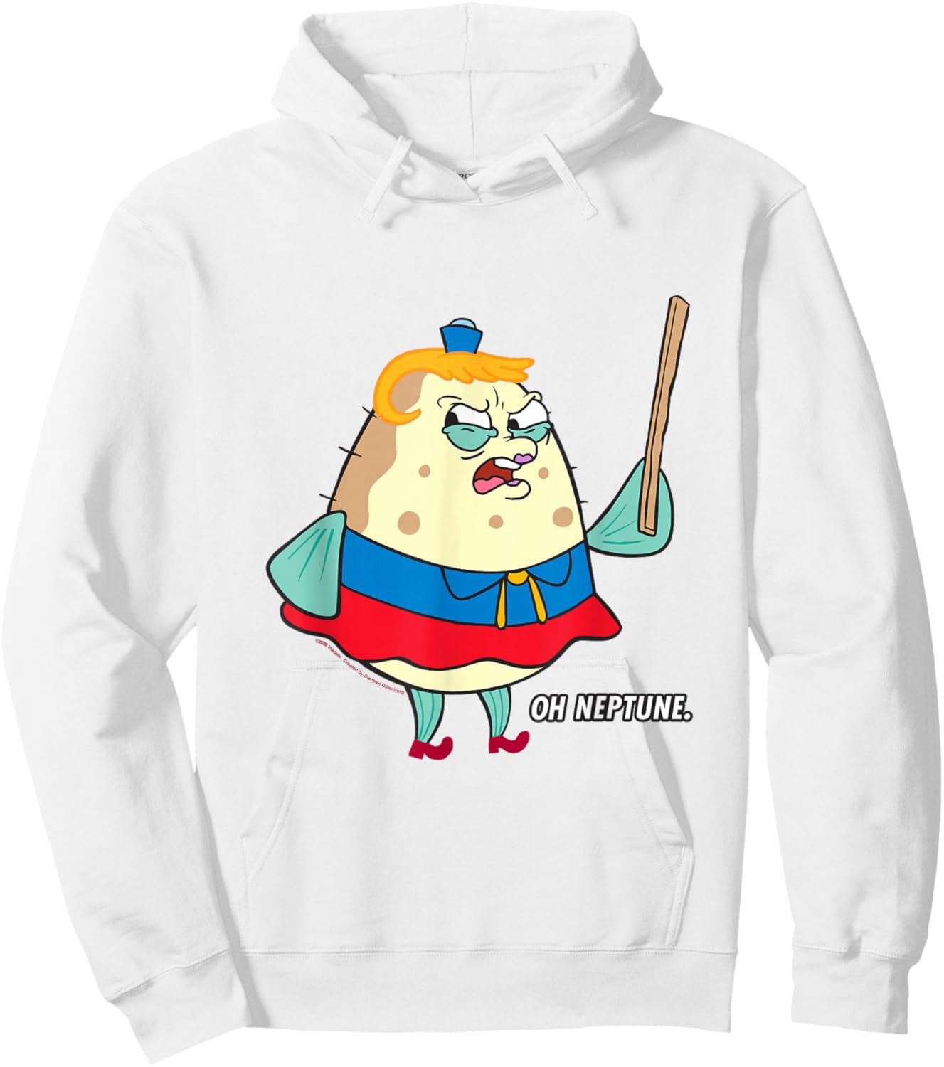 Spongebob Angry Mrs. Puff Oh Neptune Funny Cartoon Hoodie - Hoodie | White