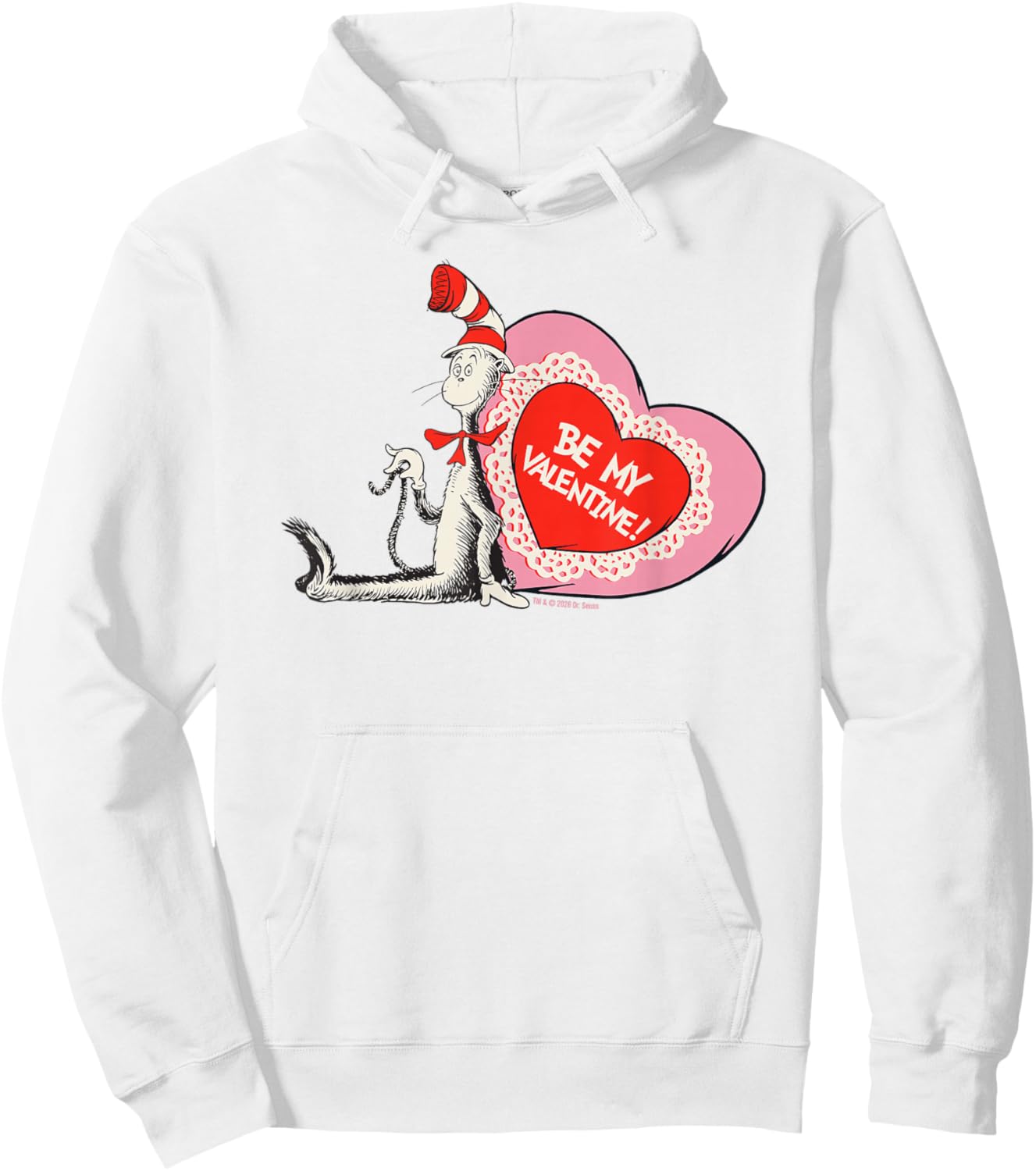 Cat in The Hat Be My Valentine Officially Licensed Hoodie - Hoodie | White
