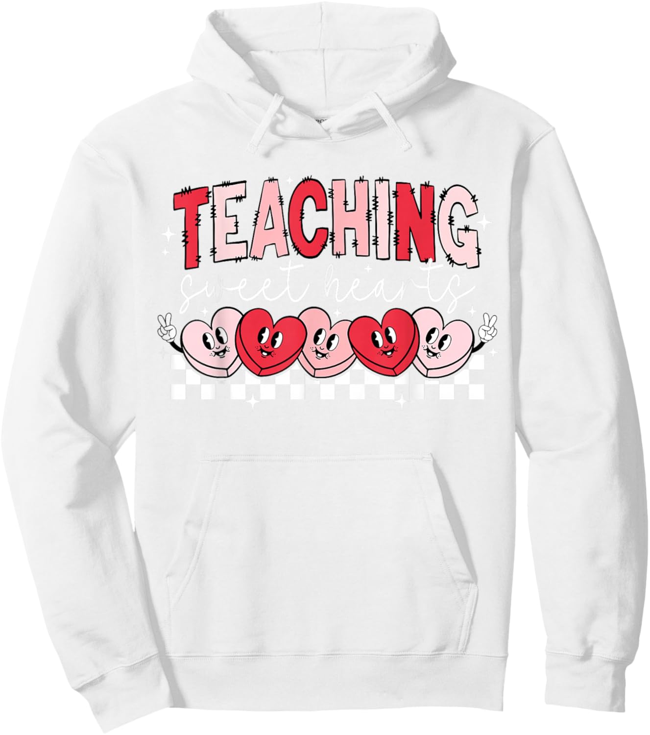 Retro Funny Heart Teaching Sweethearts Teacher Valentines Hoodie - Hoodie | White