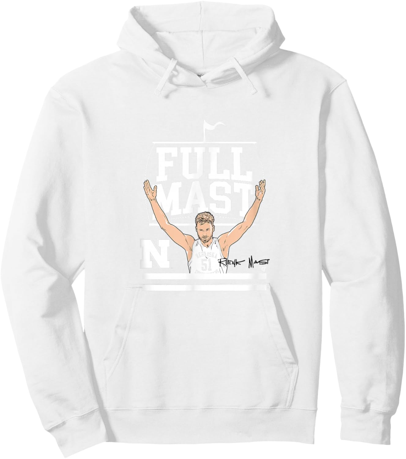 Rienk Mast - Full Mast - Nebraska Cornhuskers Basketball Hoodie - Hoodie | White