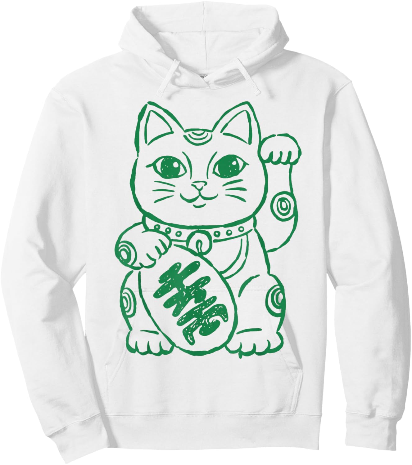 Lucky Chinese Cat Clover Funny Shamrock St Patricks Day Hoodie - Hoodie | White