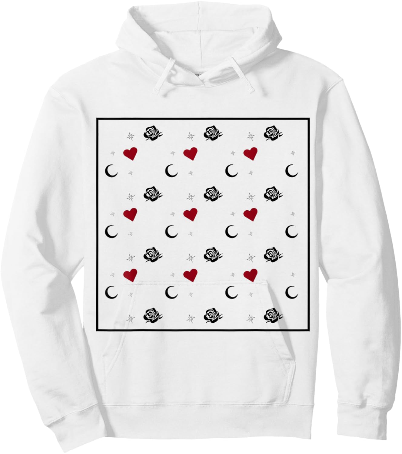 Roses, Hearts, and Moons Hoodie - Hoodie | White