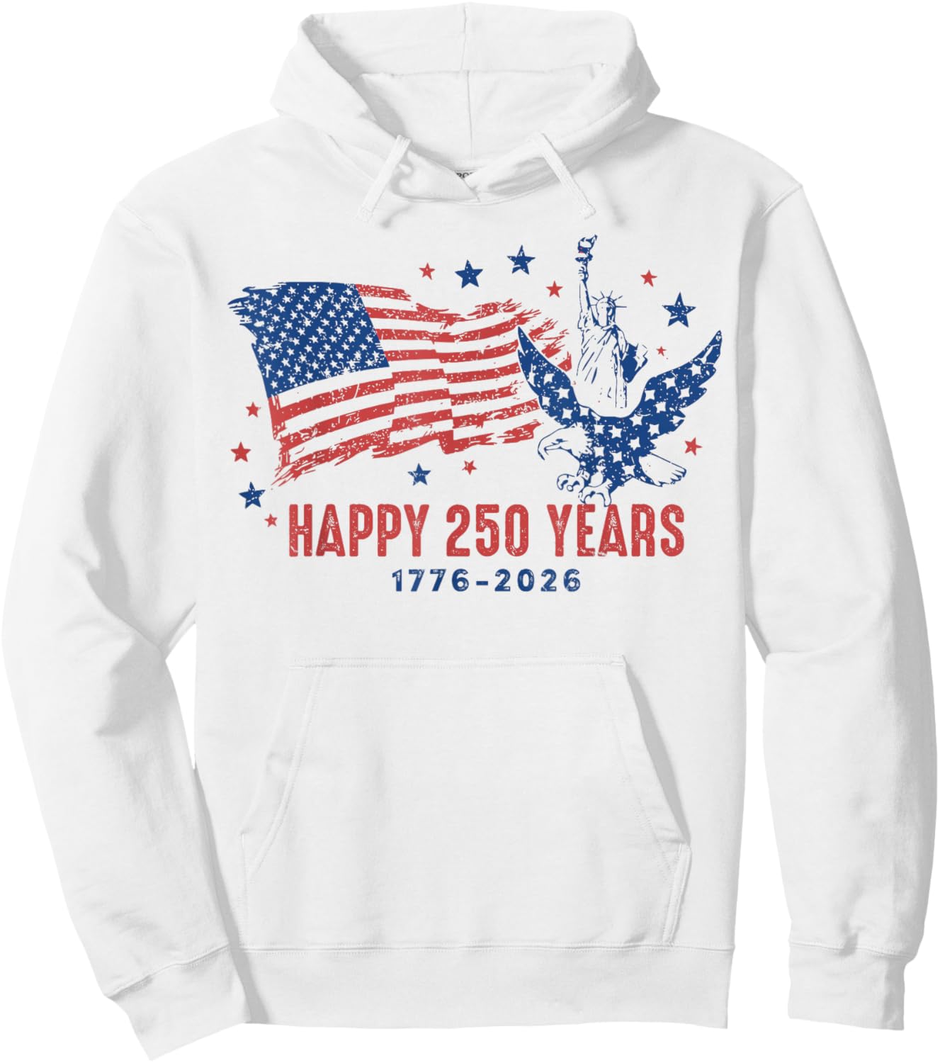 Happy 250 Years 1776 2026 Women Kids 4th of July Hoodie - Hoodie | White