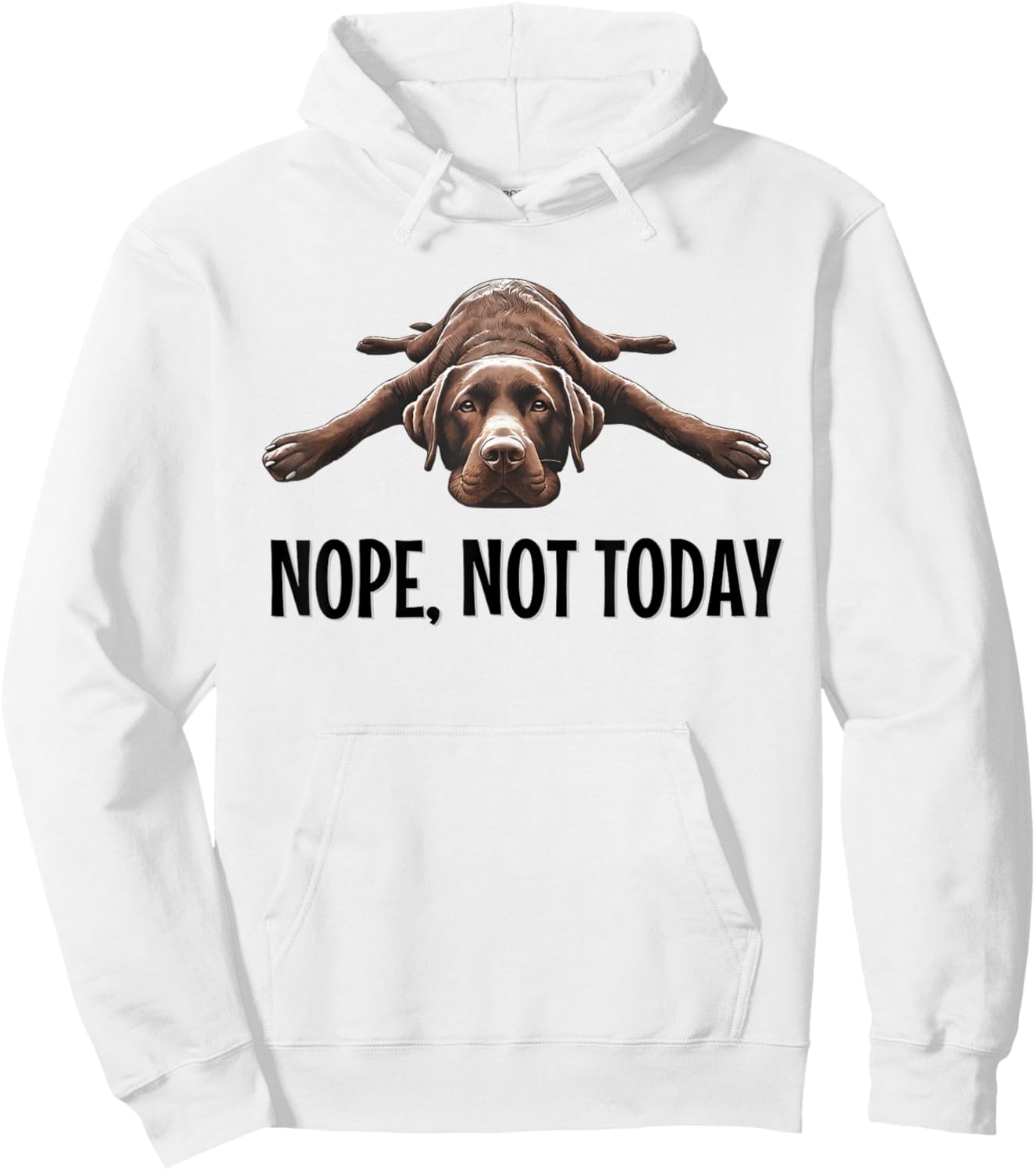 Nope, Not Today Chocolate Lab Lazy Dog Funny Quote Hoodie - Hoodie | White