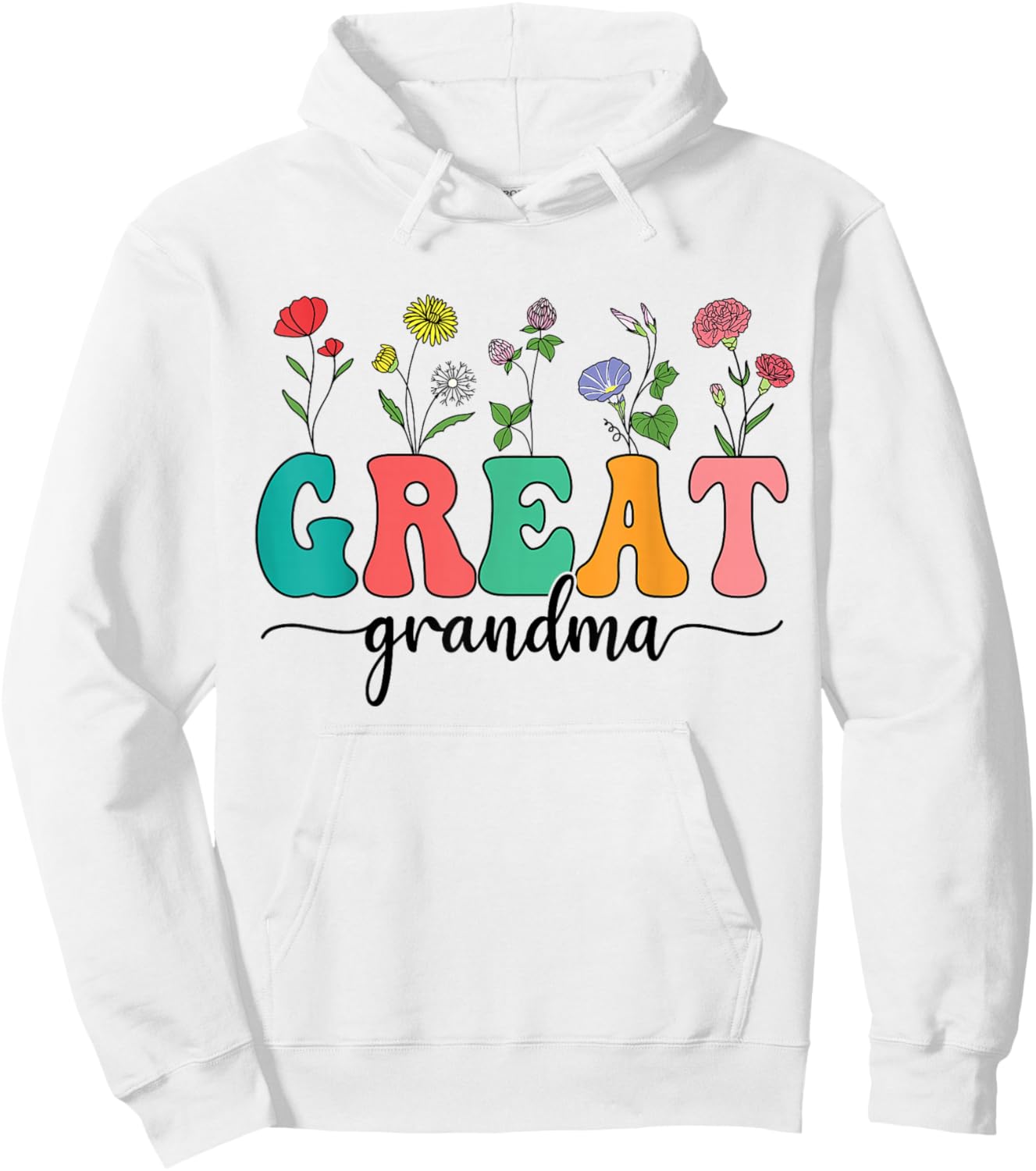 Cute Wildflowers Grandma Floral Mother's Day Great Grandma Hoodie - Hoodie | White