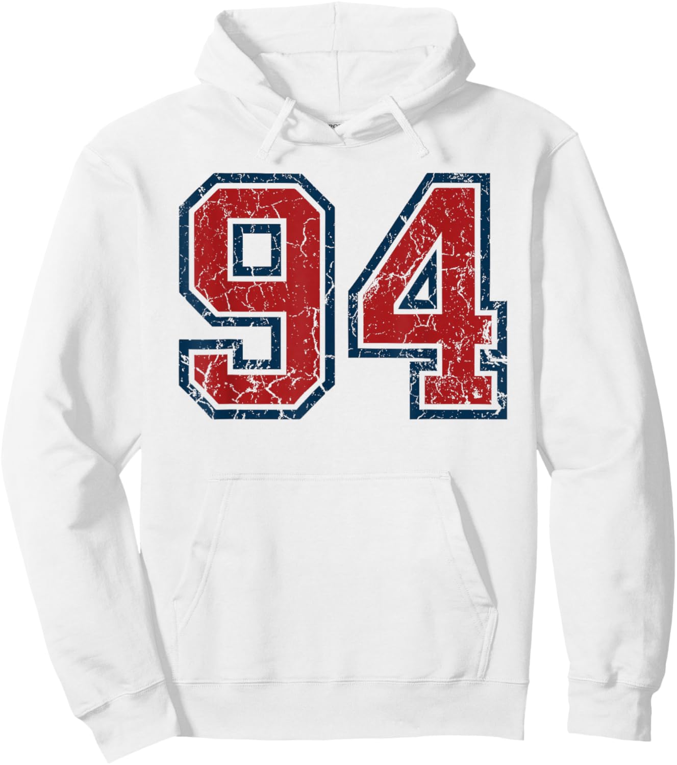 Red and Blue Sports Number 94 Jersey Uniform Player Fan Hoodie - Hoodie | White