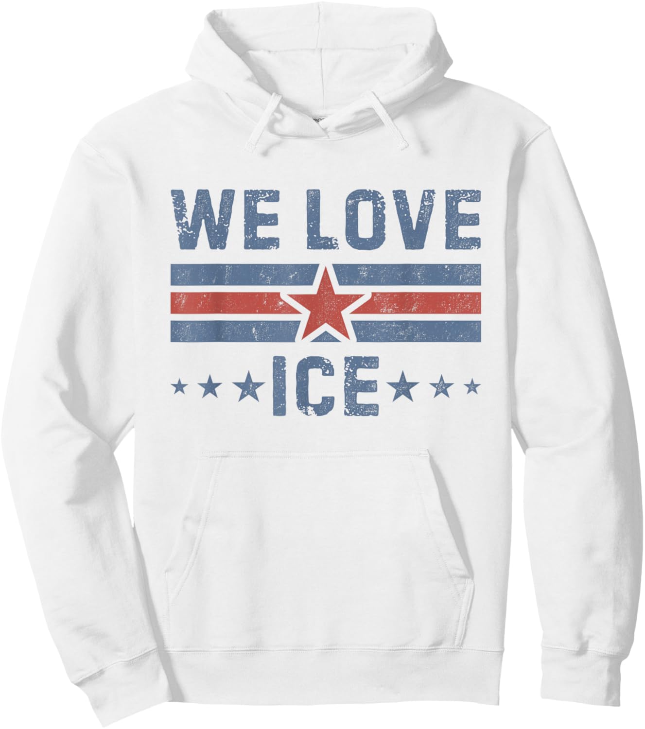 Vintage We Love ICE US Flag Support I.C.E Men Women Hoodie - Hoodie | White