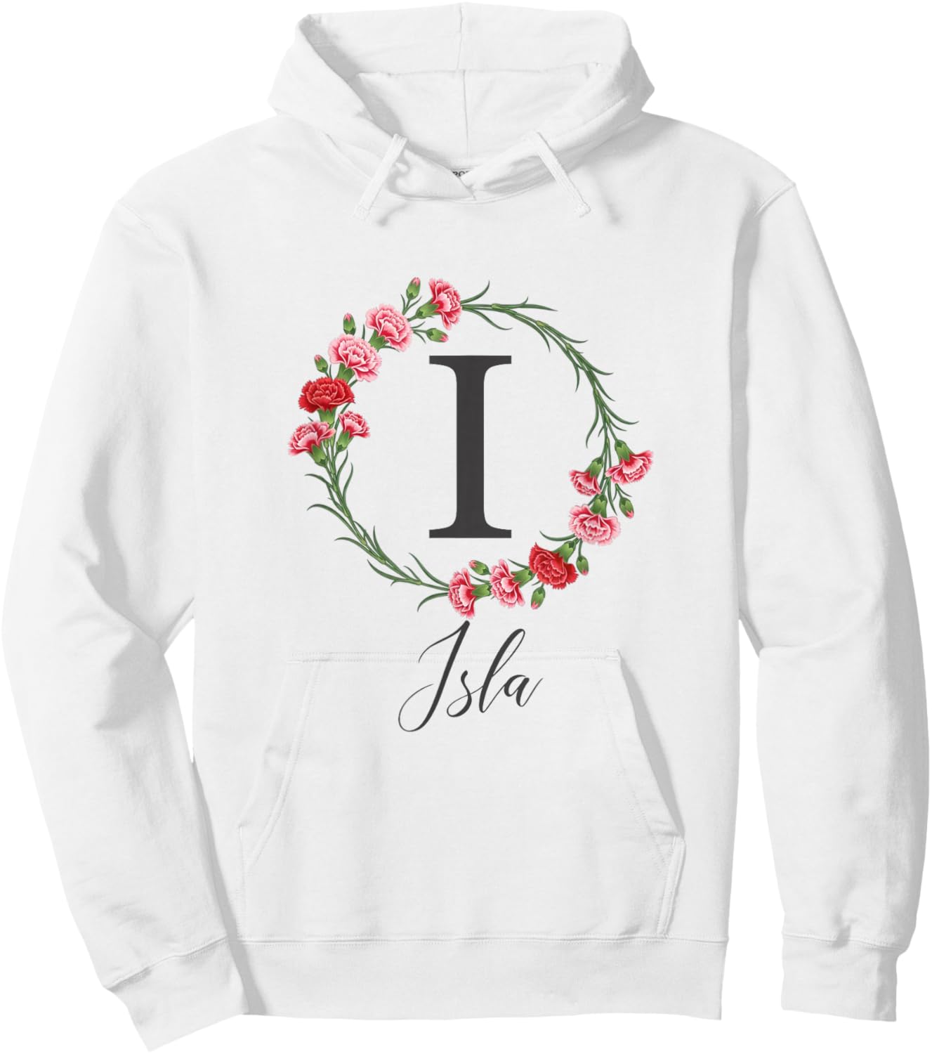 Floral Isla Name Flower Personalized Name Isla Hoodie - Hoodie | White