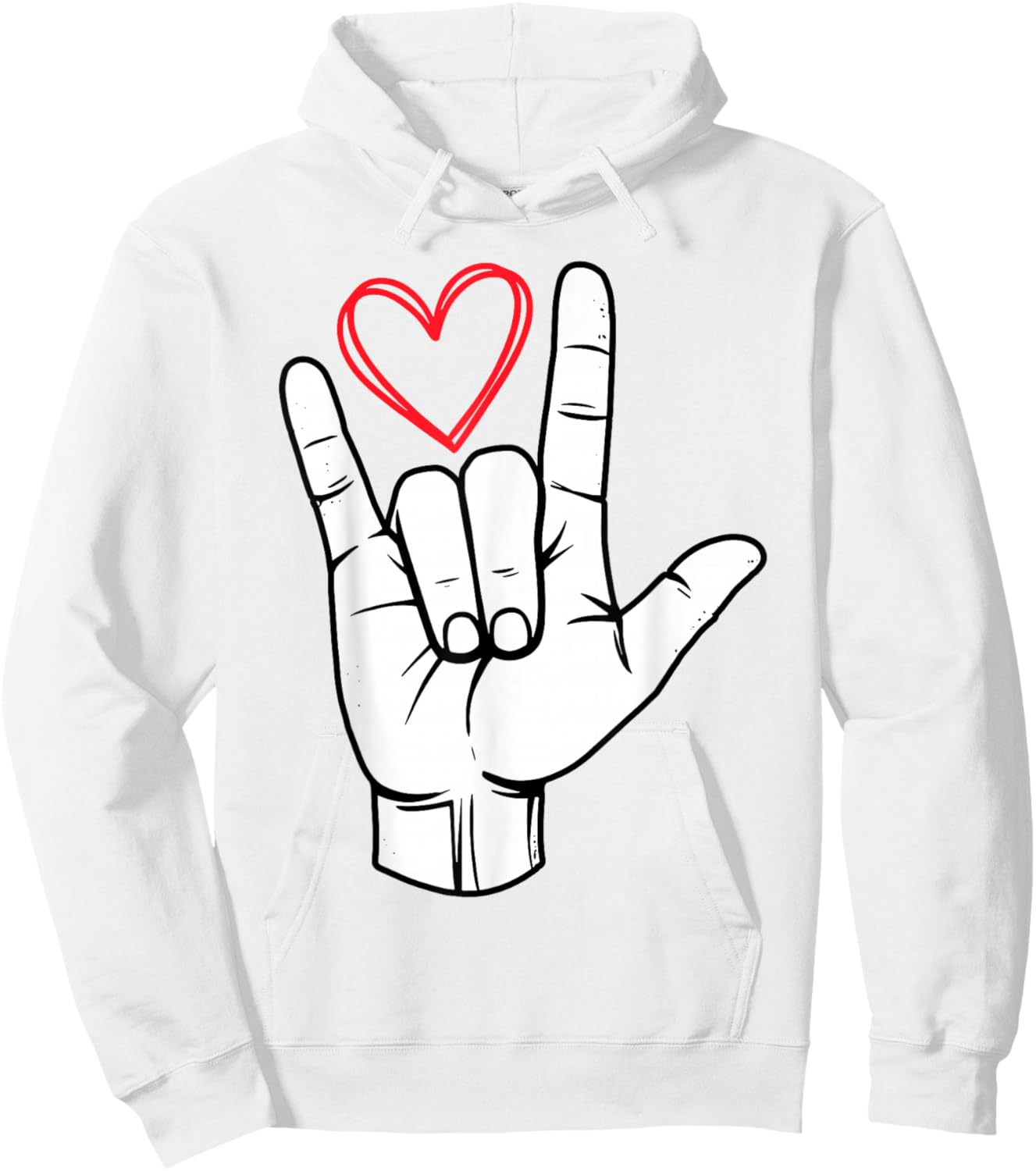I Love You Sign Language Valentine's Day ASL Heart Hoodie - Hoodie | White