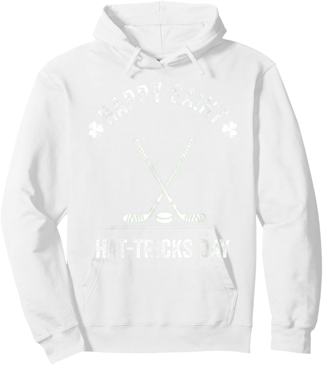 Hockey St Patricks Day Boys Men Shamrock Hockey Hoodie - Hoodie | White