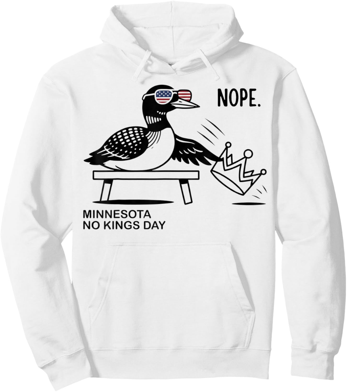 Minnesota No Kings Day Common Loon State Bird Crown Protest Hoodie - Hoodie | White