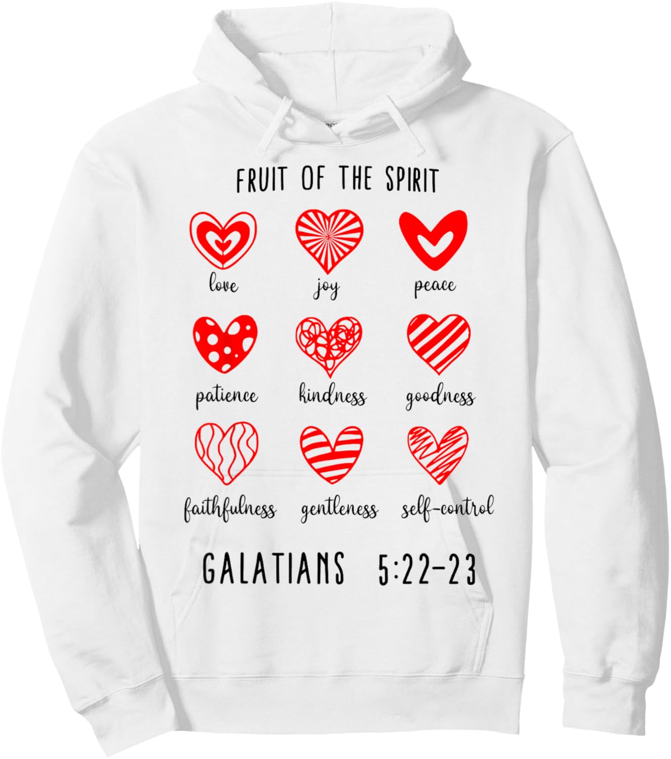 Fruit of The Spirit Christian Hearts Galatians 5:22-23 Hoodie - Hoodie | White