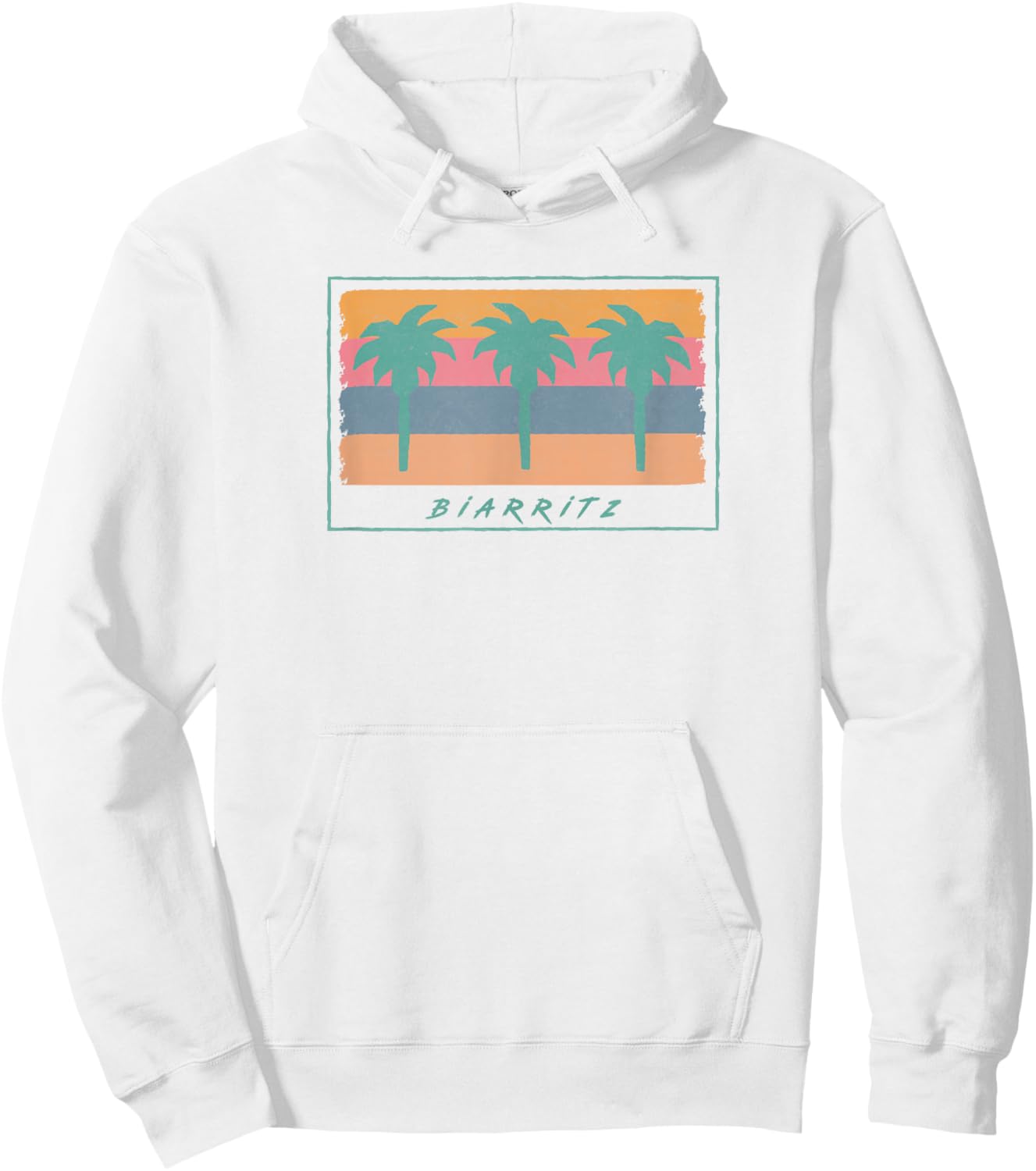 Biarritz France Surf Retro Graphic Hoodie - Hoodie | White