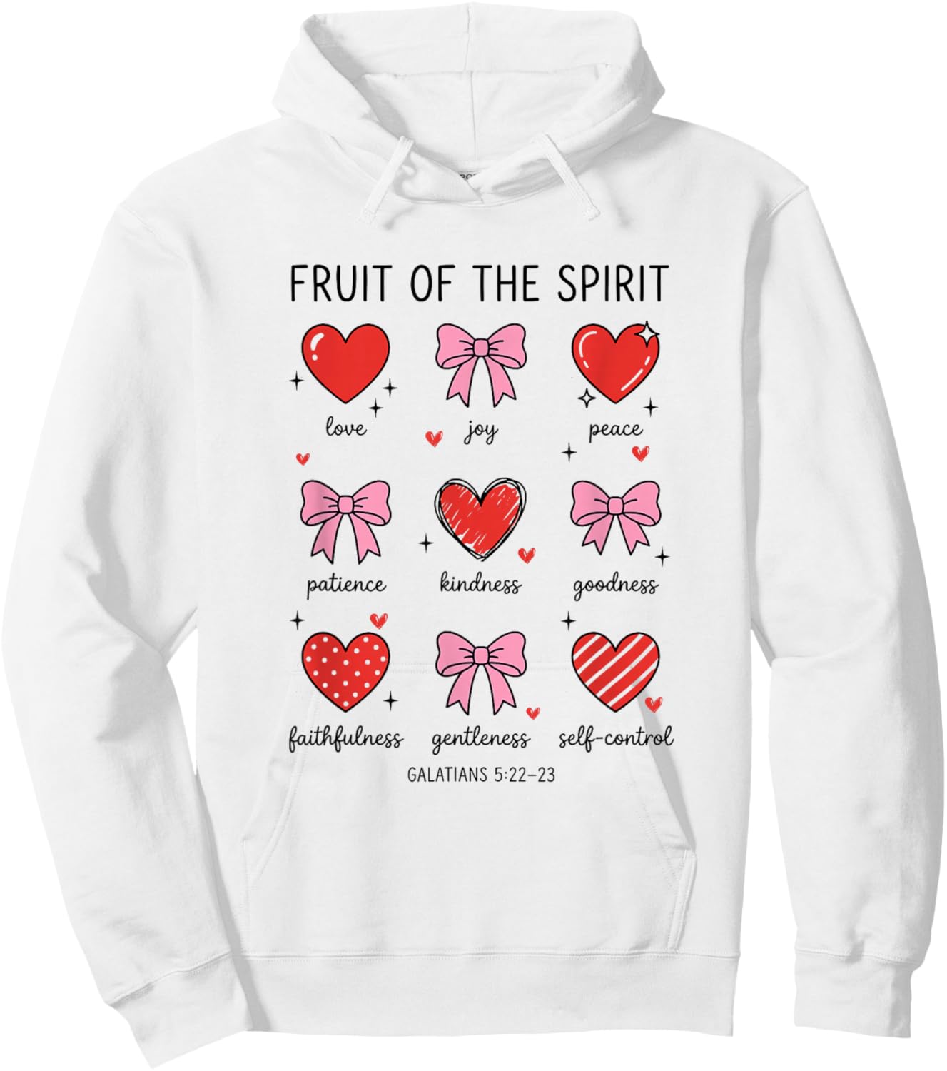 Fruit of The Spirit Christian Valentines Hearts Galatians Hoodie - Hoodie | White