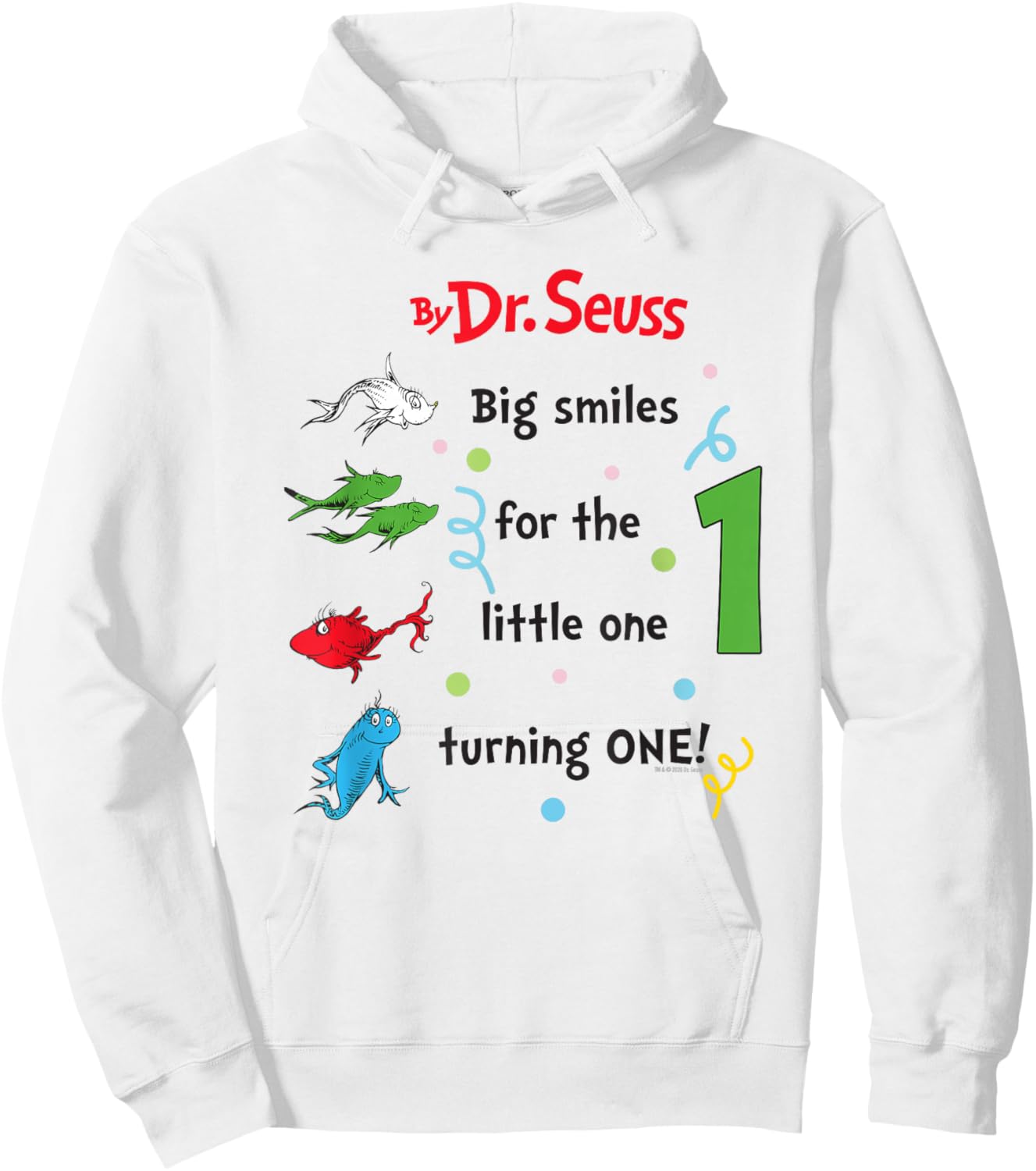 Dr. Seuss 1 Fish 2 Fish Birthday Officially Licensed Hoodie - Hoodie | White