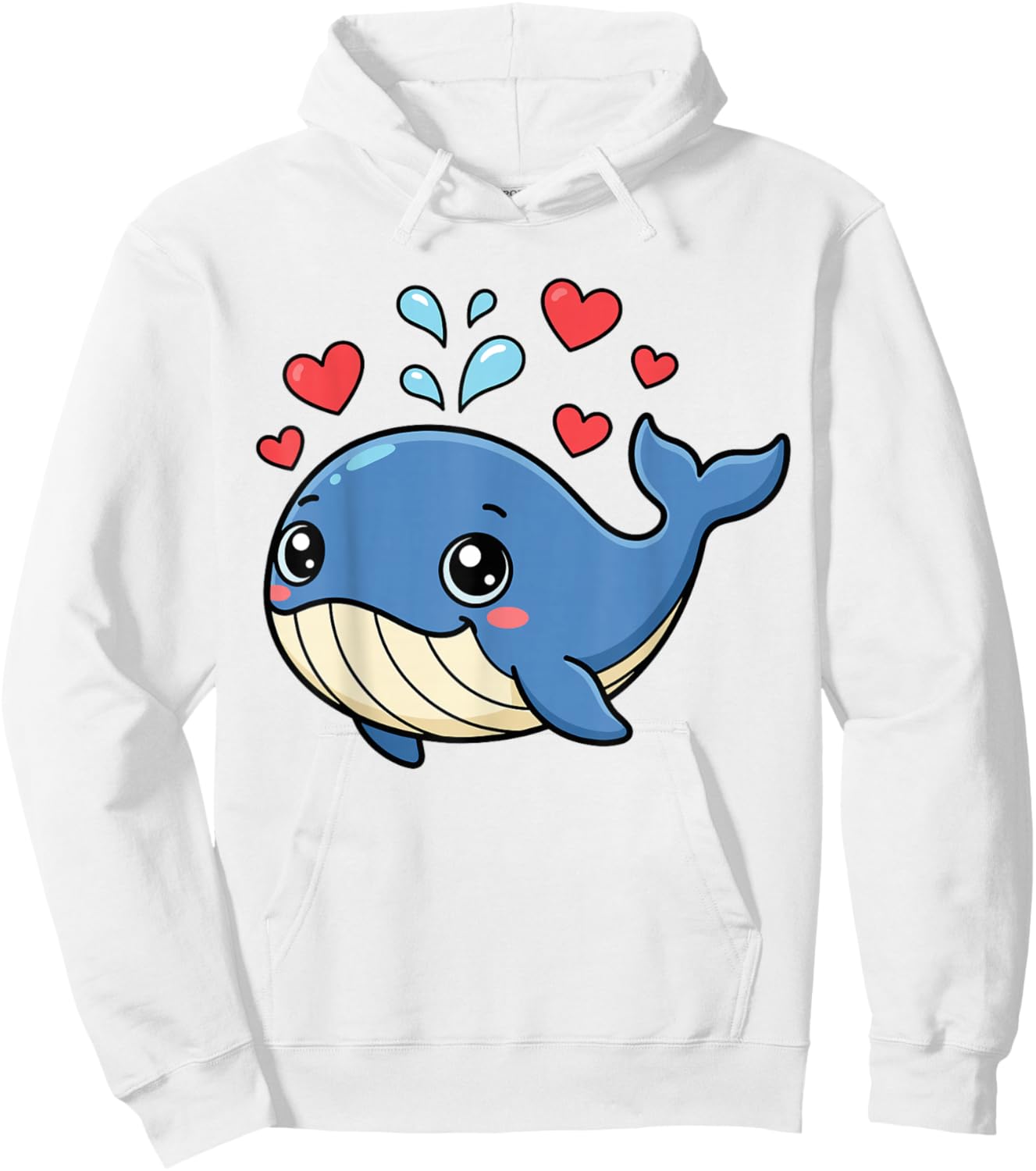Cute Whale Valentines Whale Watching Hearts Cartoon Boy Girl Hoodie - Hoodie | White