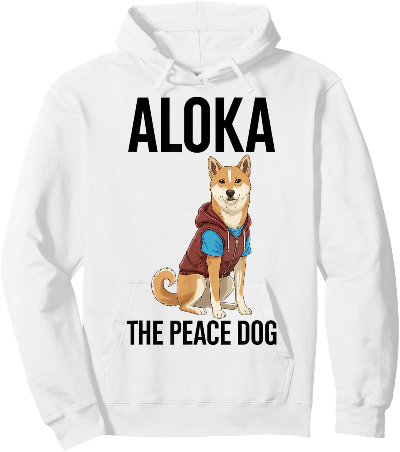Aloka The Peace Dog Minimalist Zen Art Hoodie - Hoodie | White