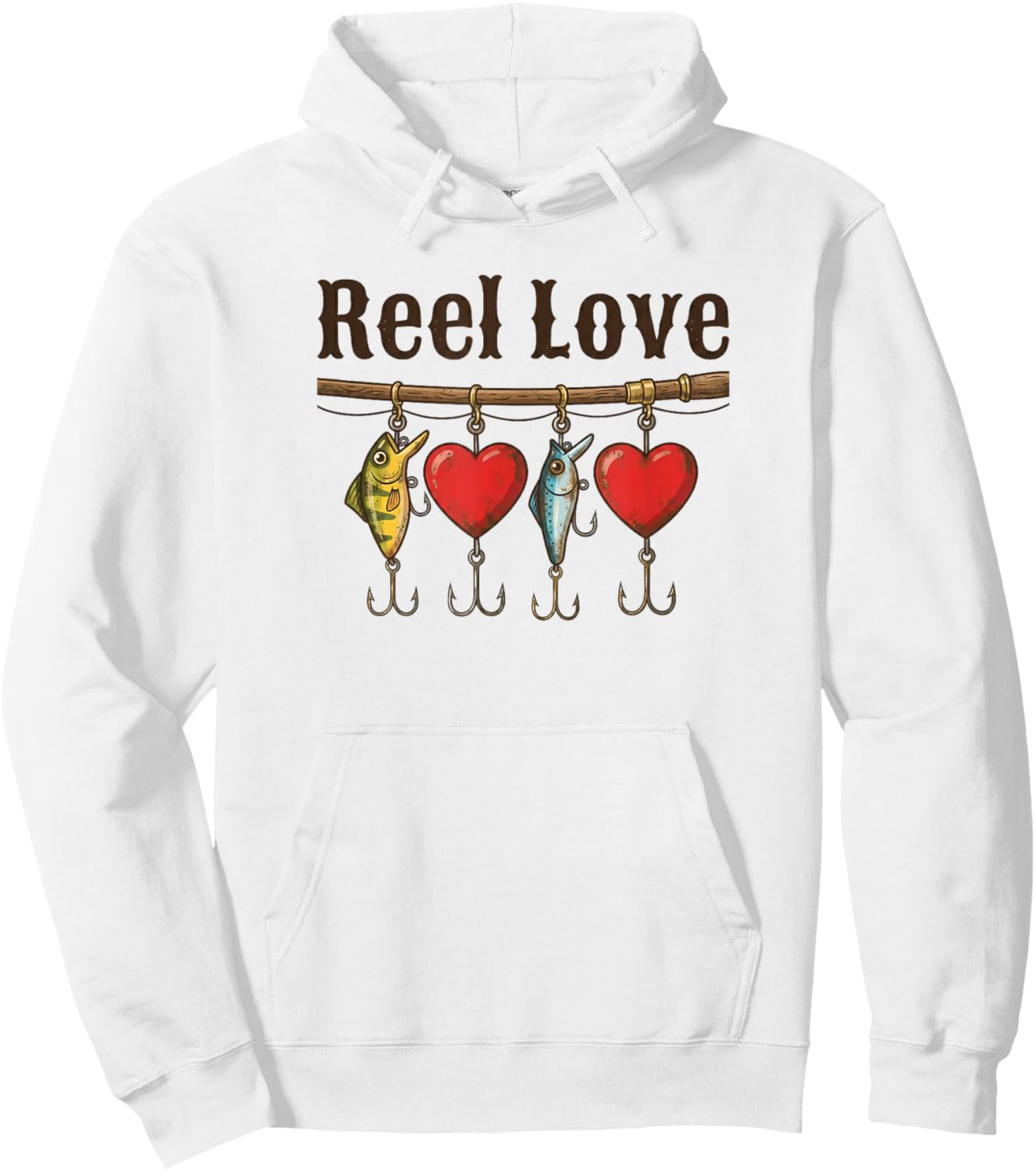 Reel Love Fishing Lures Hearts Hoodie - Hoodie | White