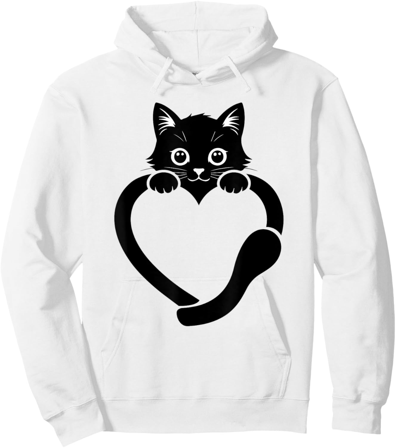 Cat Heart Graphic Love Cute Cat Hoodie - Hoodie | White
