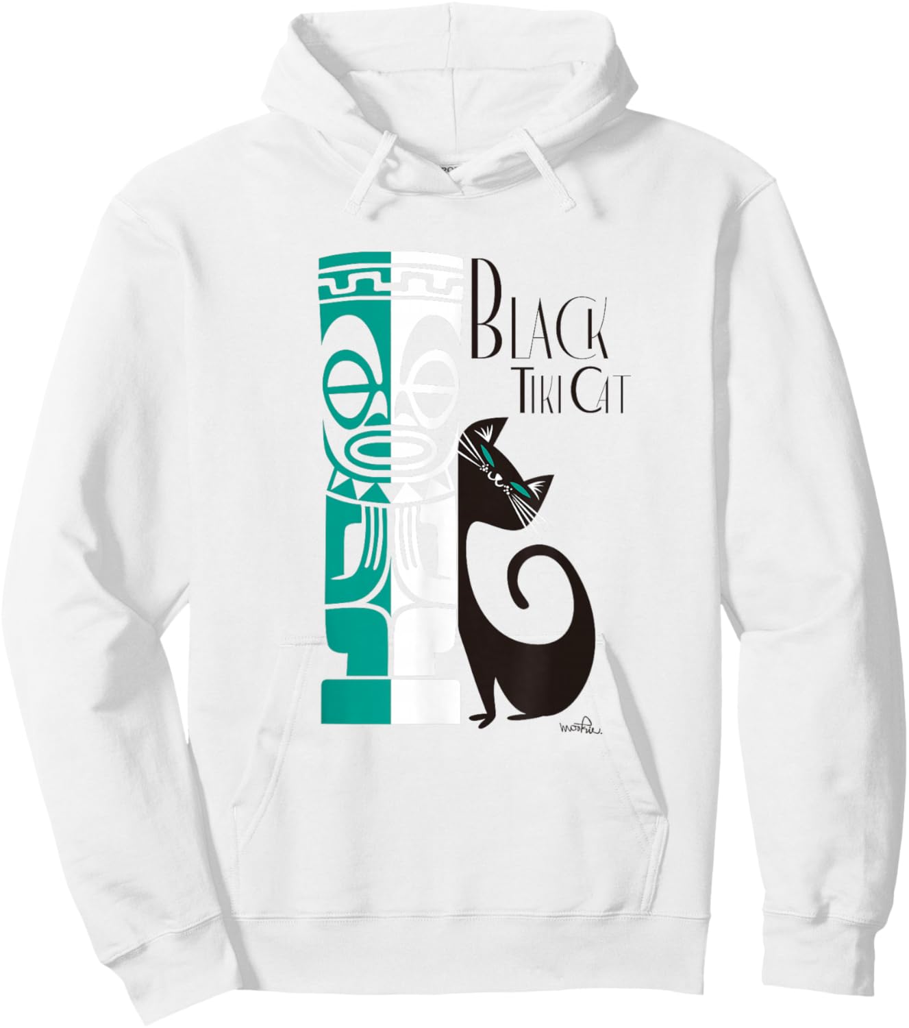 Black Tiki Cat Hoodie - Hoodie | White