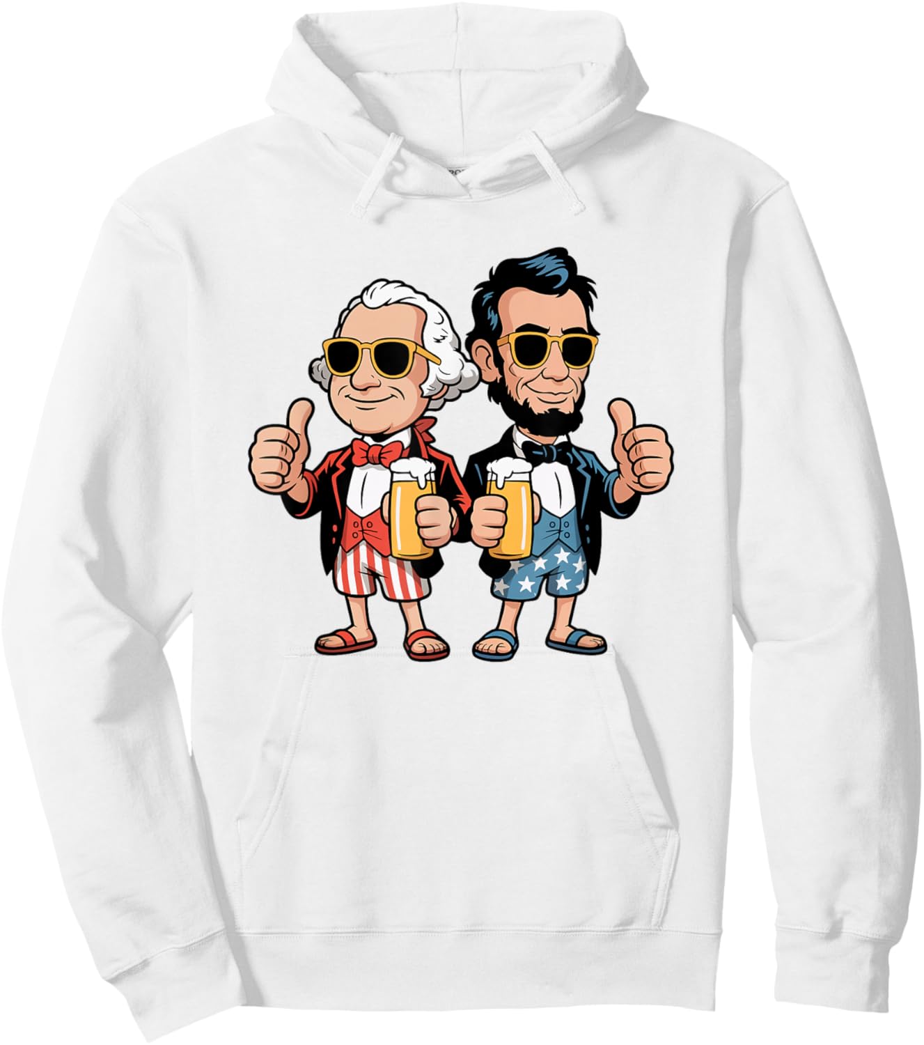 Funny President's Day Lincoln Washington Patriotic Drinking Hoodie - Hoodie | White