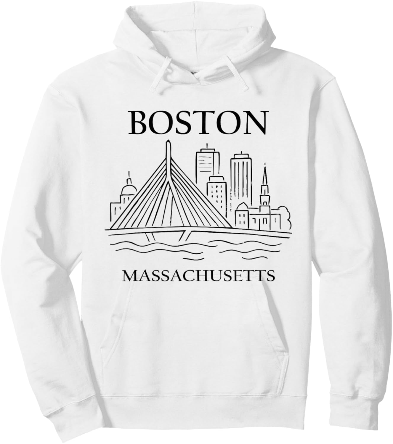 Boston United States Minimalist City Travel Souvenir Hoodie - Hoodie | White