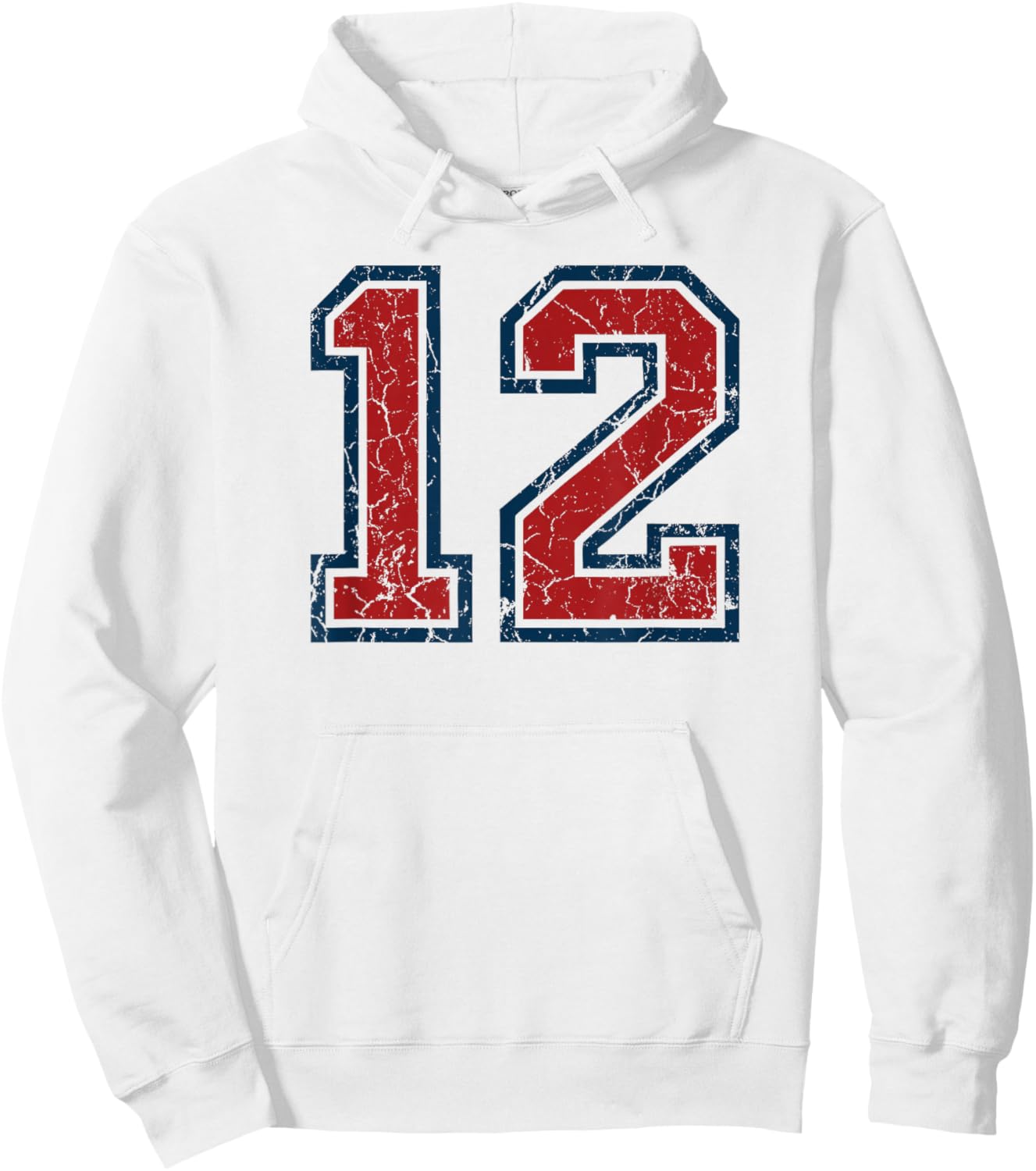 Red and Blue Sports Number 12 Jersey Uniform Player Fan Hoodie - Hoodie | White
