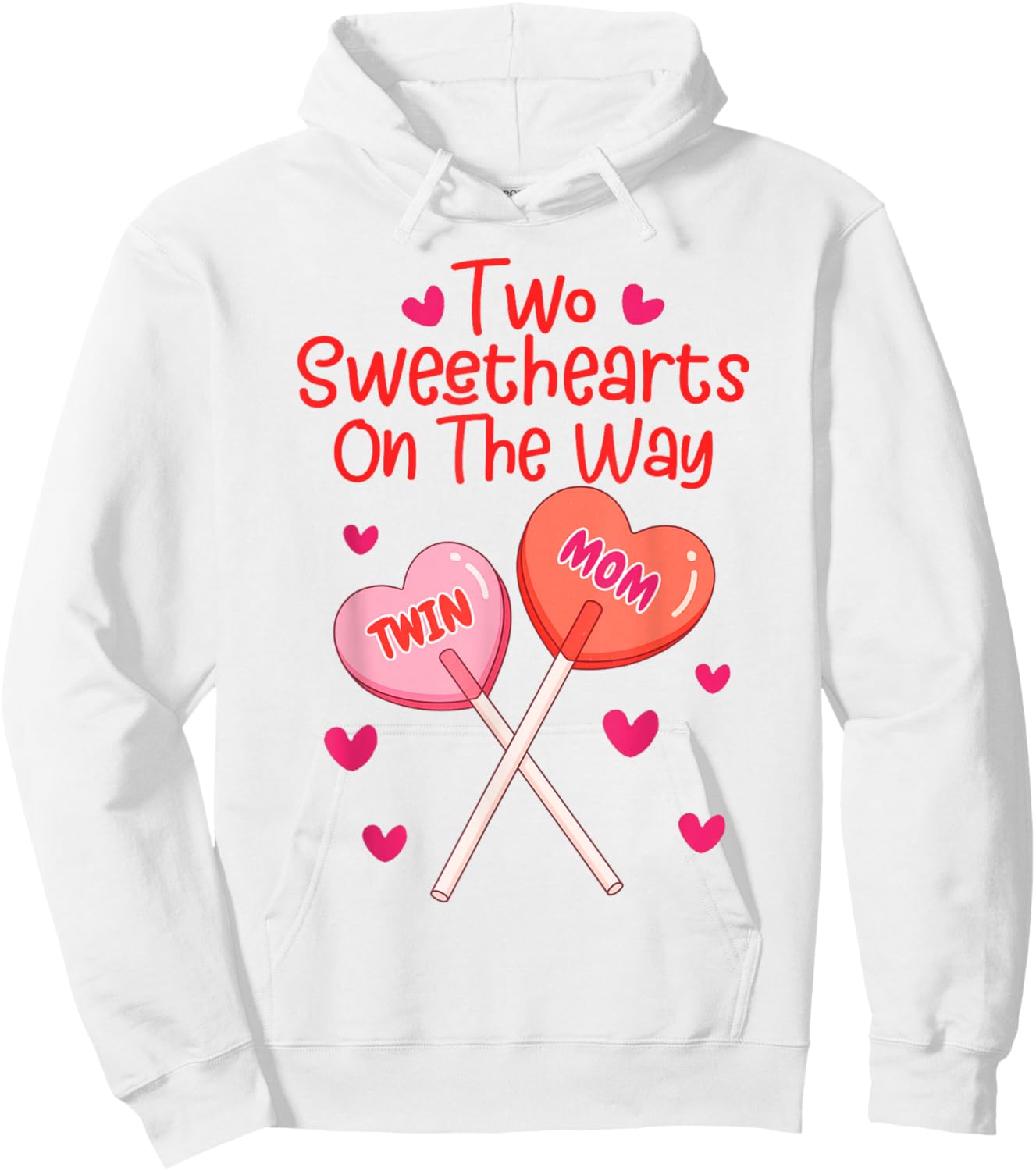 Valentines Pregnancy Twin Mom Two Sweethearts On The Way Hoodie - Hoodie | White