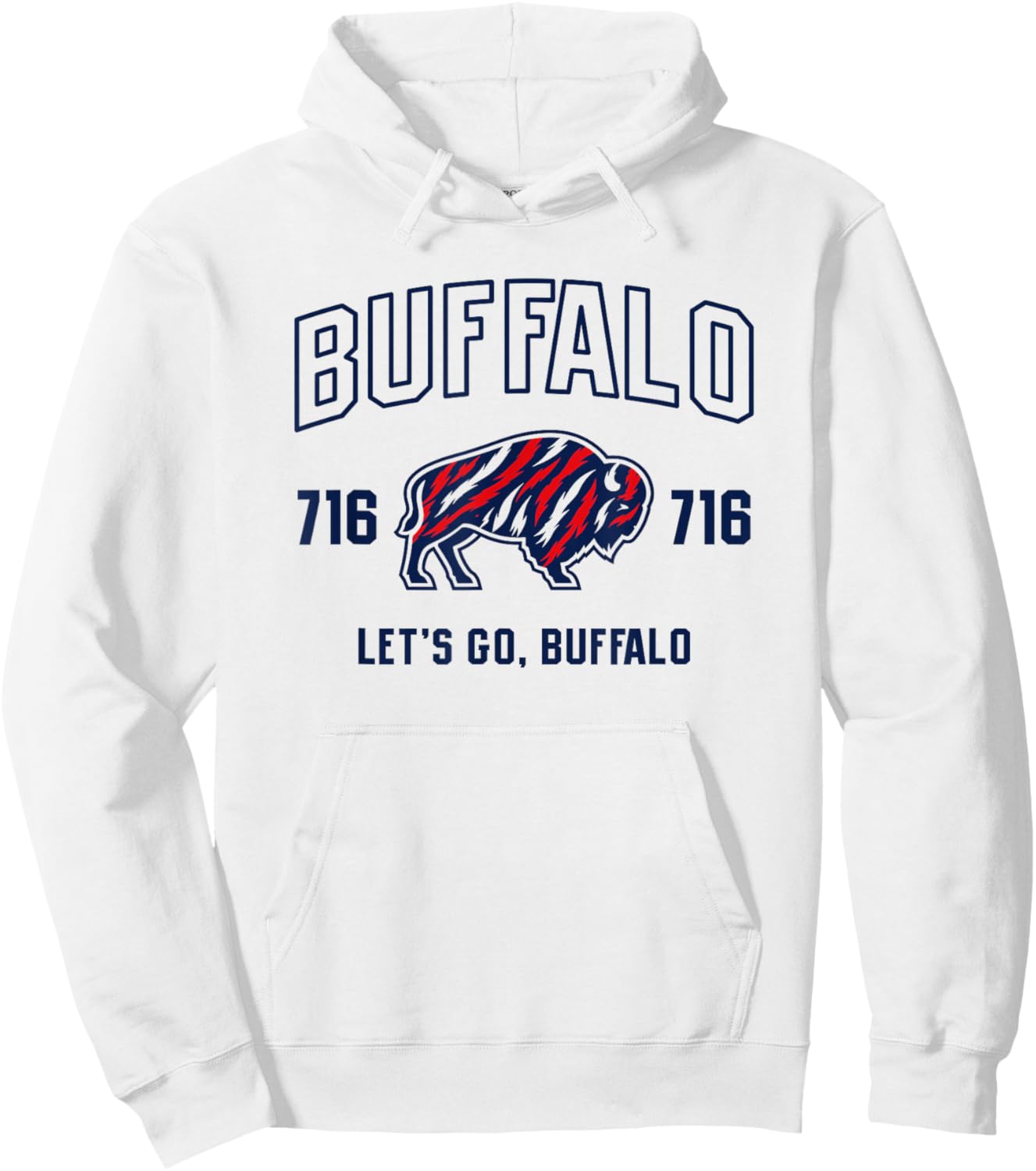 Buffalo Collegiate Red, White Blue Stripes Hoodie - Hoodie | White