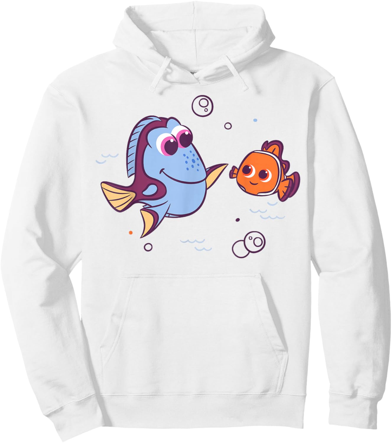 Disney Pixar Finding Nemo Dory and Nemo High Five Cartoon Hoodie - Hoodie | White