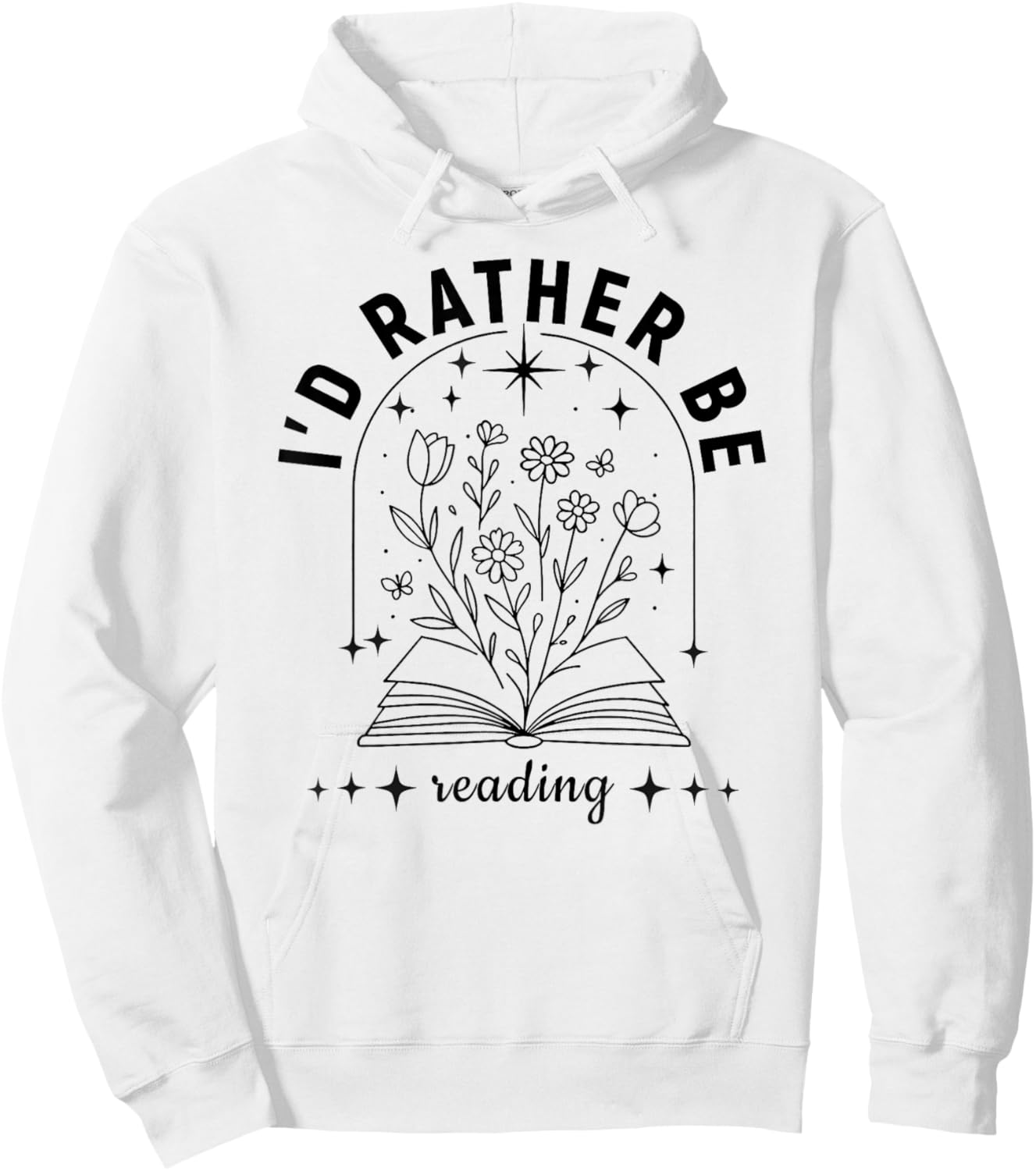 I’d Rather Be Reading | Minimal Book Lover Arch Design Hoodie - Hoodie | White