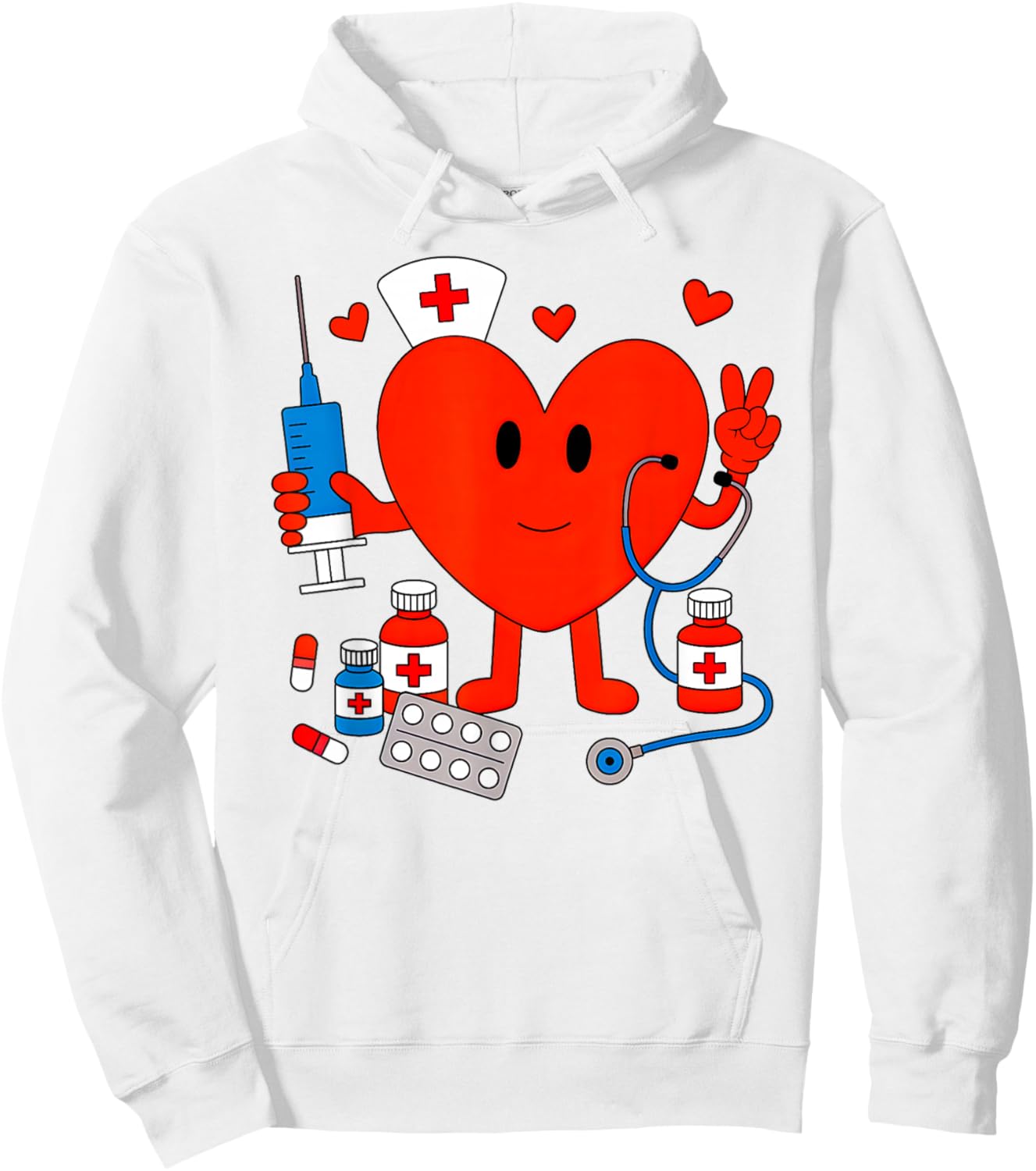 Valentines Day Nurse Heart Nursing Scrub Top Girls Women Hoodie - Hoodie | White