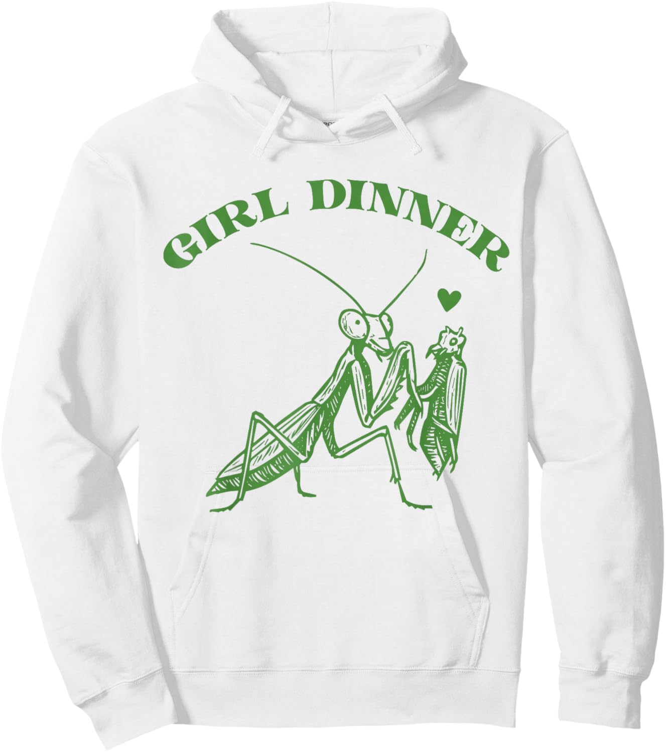 Girl Dinner Vintage Mantis Funny Sarcastic Hoodie - Hoodie | White