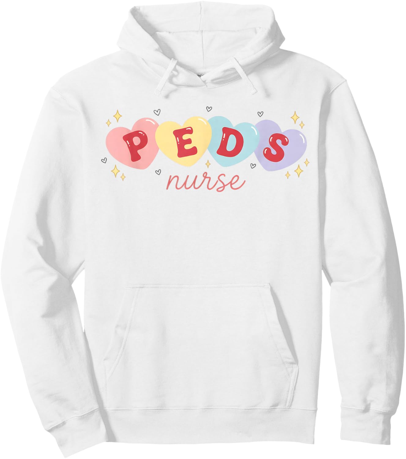 Valentine PEDS Nurse Valentines Day Pediatric Nurse Hoodie - Hoodie | White