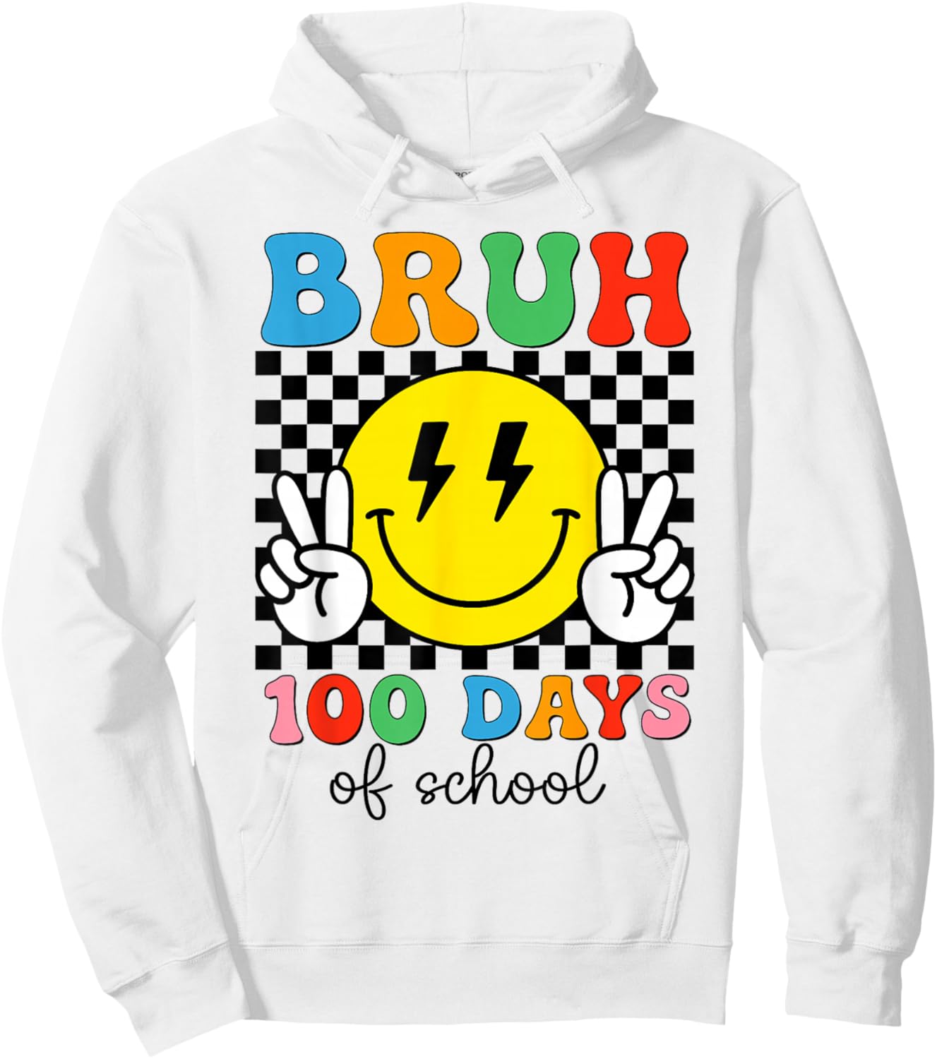 100th Day of School Boys Girls Kids Bruh 100 Days of School Hoodie - Hoodie | White