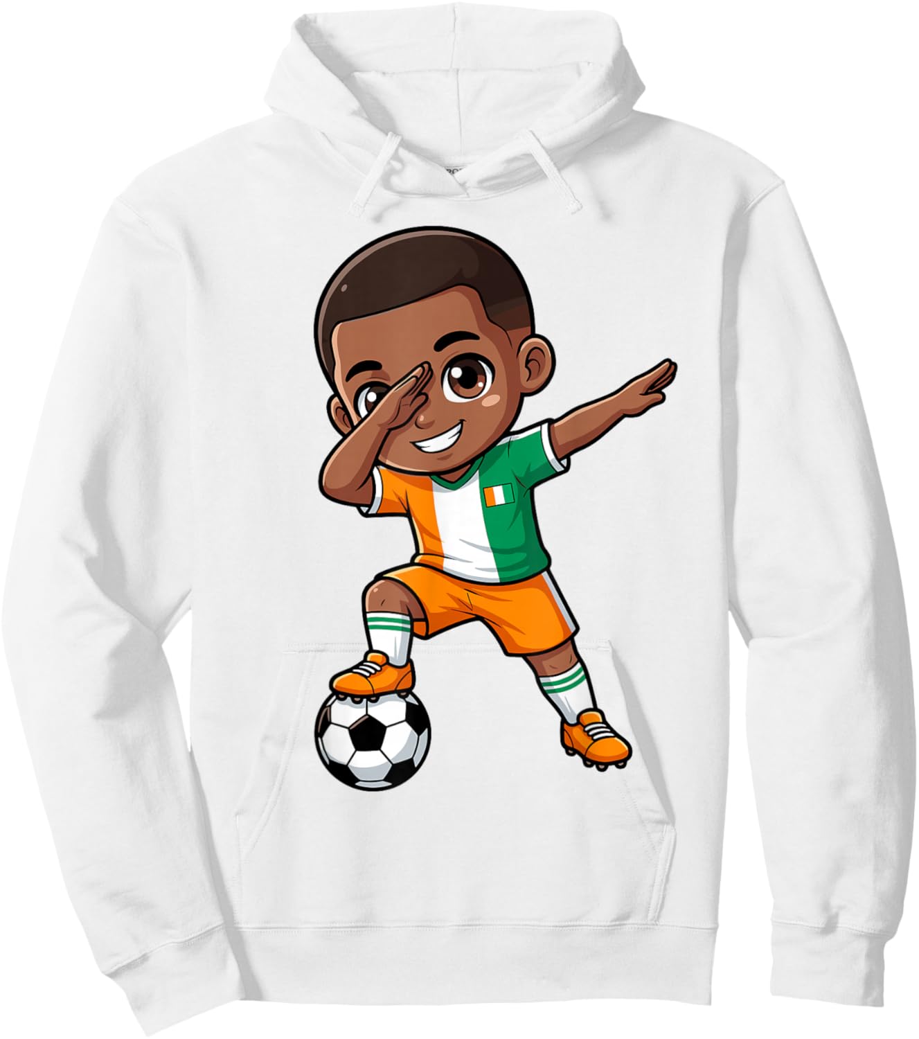 Ivory Coast Kid Goal Cartoon Côte D'Ivoire Flag for Kids Hoodie - Hoodie | White