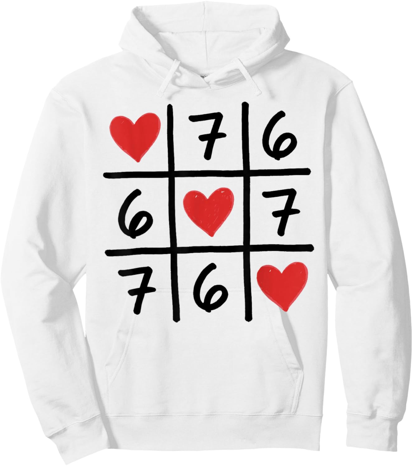 Funny 6 7 Meme Hearts Six Seven Valentines Day Hoodie - Hoodie | White