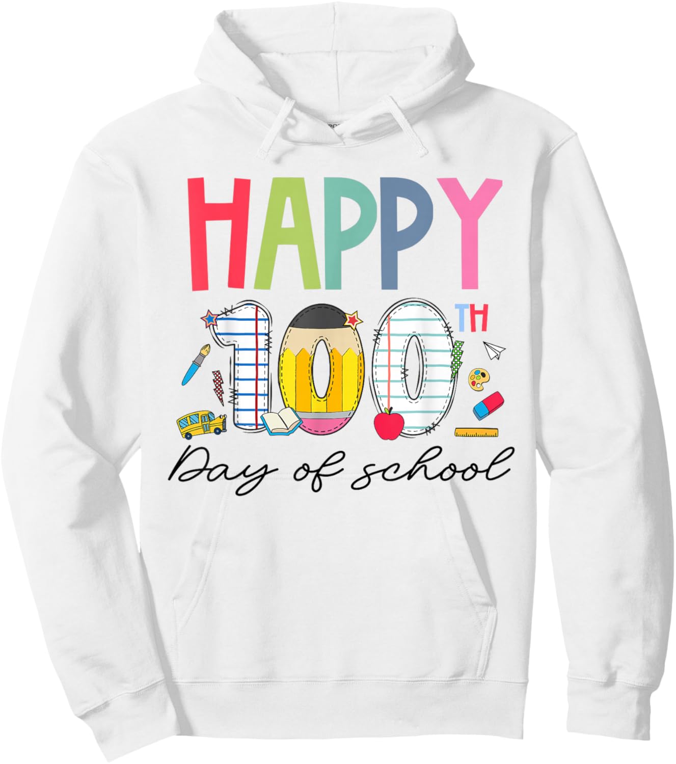 100 Days of School Teacher Kids Happy 100th Day of School Hoodie - Hoodie | White