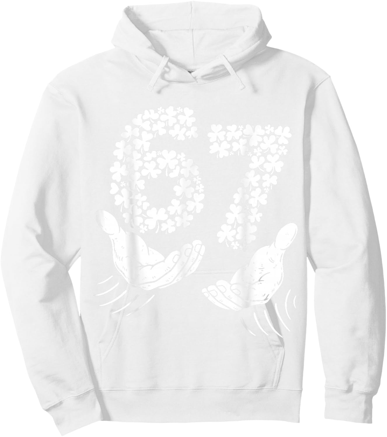 Six Seven Meme 67 St Patricks Day Shamrock Men Women Kids Hoodie - Hoodie | White