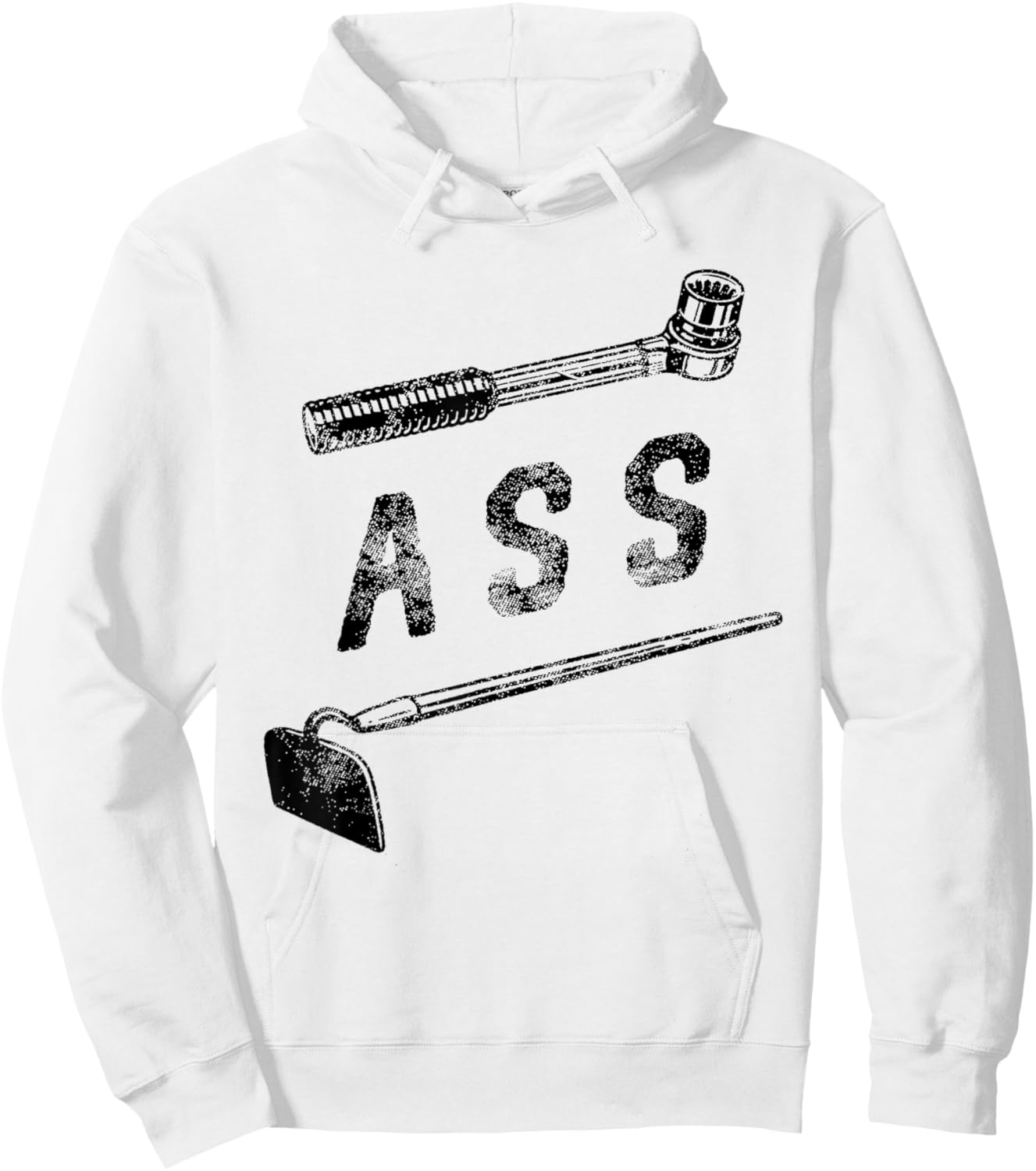 Wrench Rachet Ass Hoe - Funny Distressed Mechanic Gardener Hoodie - Hoodie | White