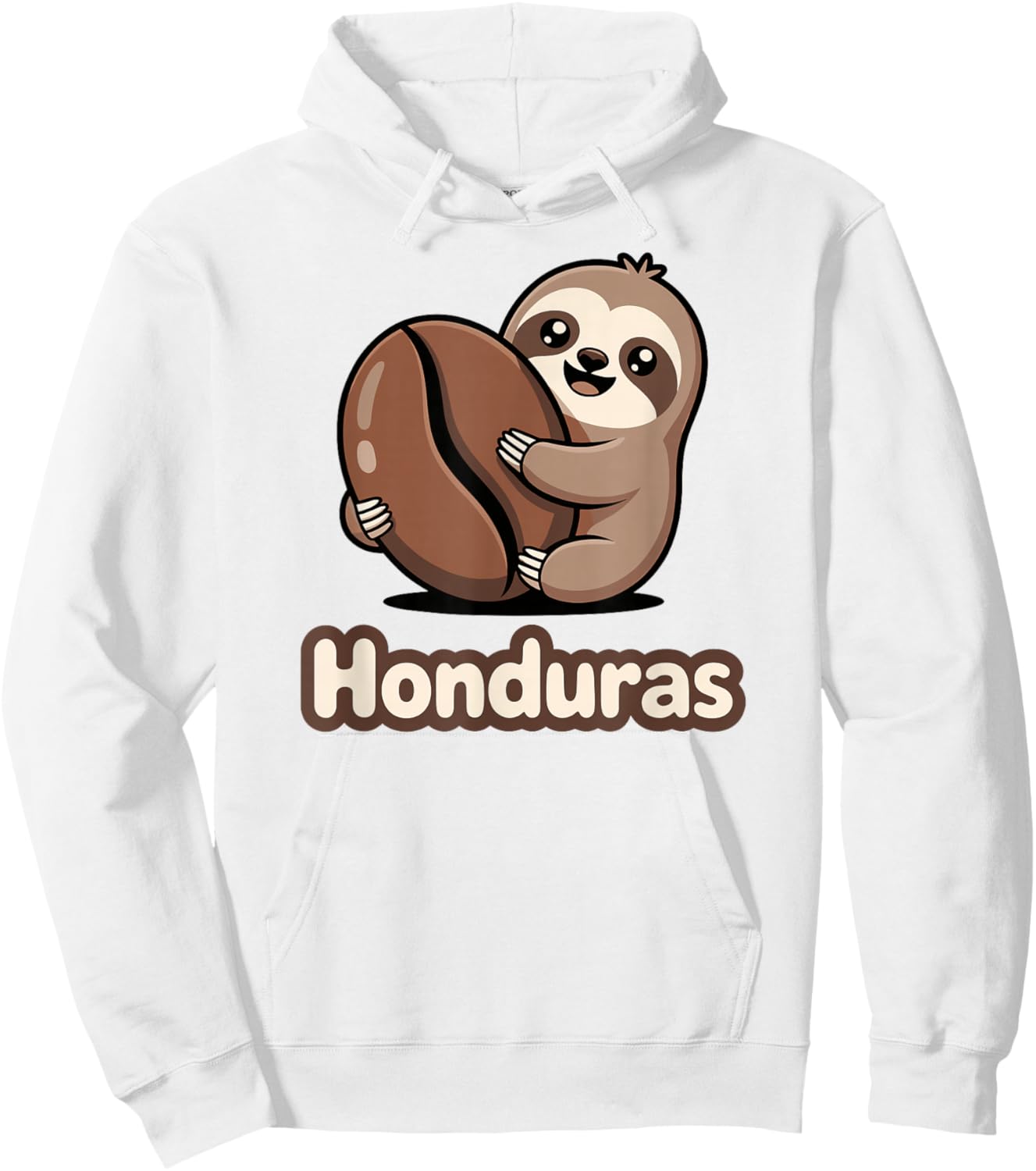 Cute Honduras Sloth Hugging Coffee Bean Hoodie - Hoodie | White