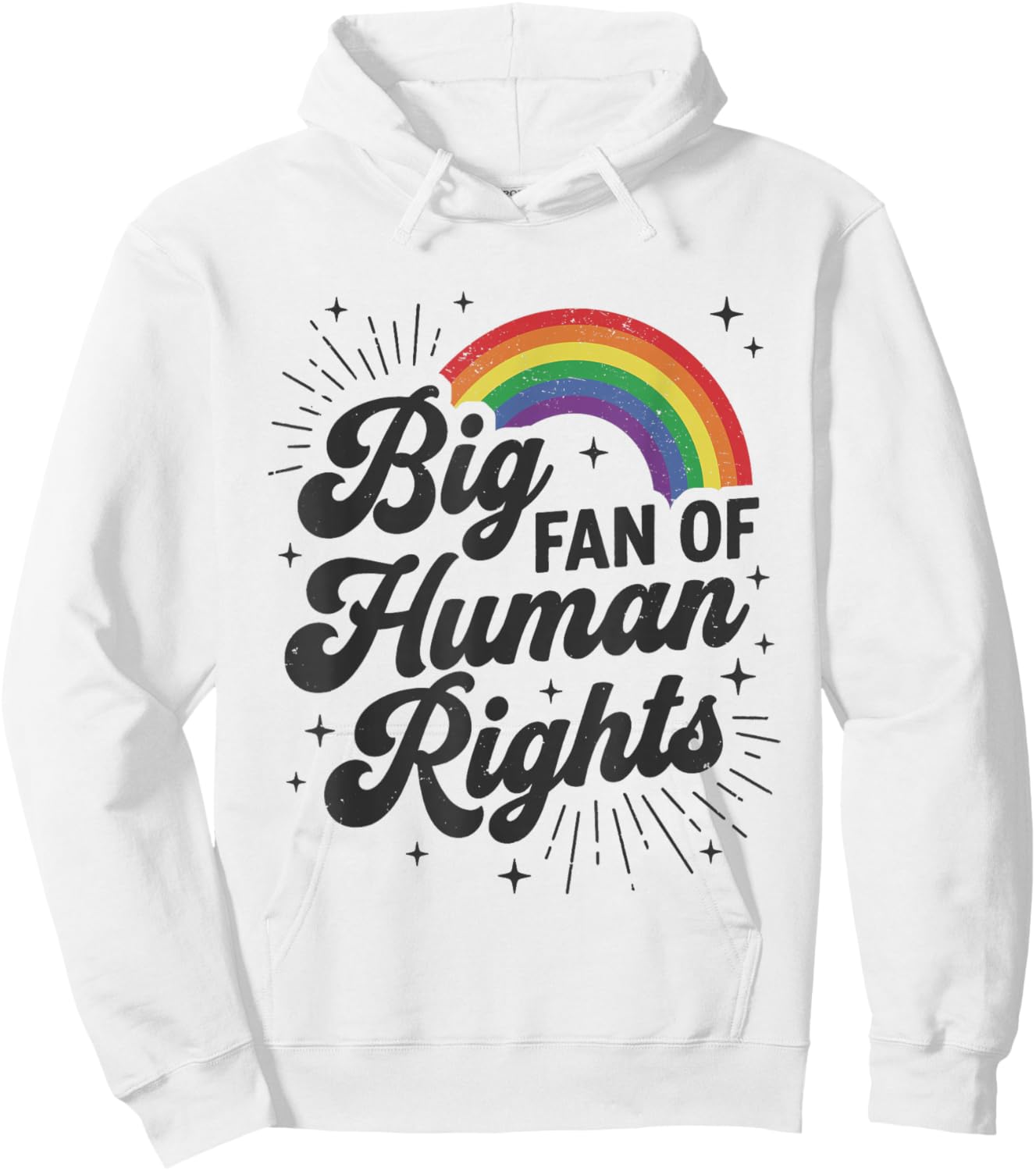 Big Fan of Human Rights Equality Retro Rainbow Hoodie - Hoodie | White