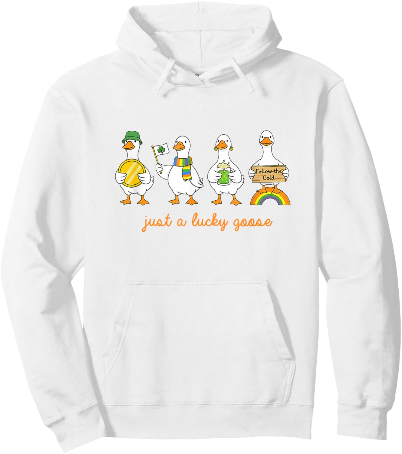 Lucky Geese Golden Coin St. Patrick’s Day Shenanigans Hoodie - Hoodie | White