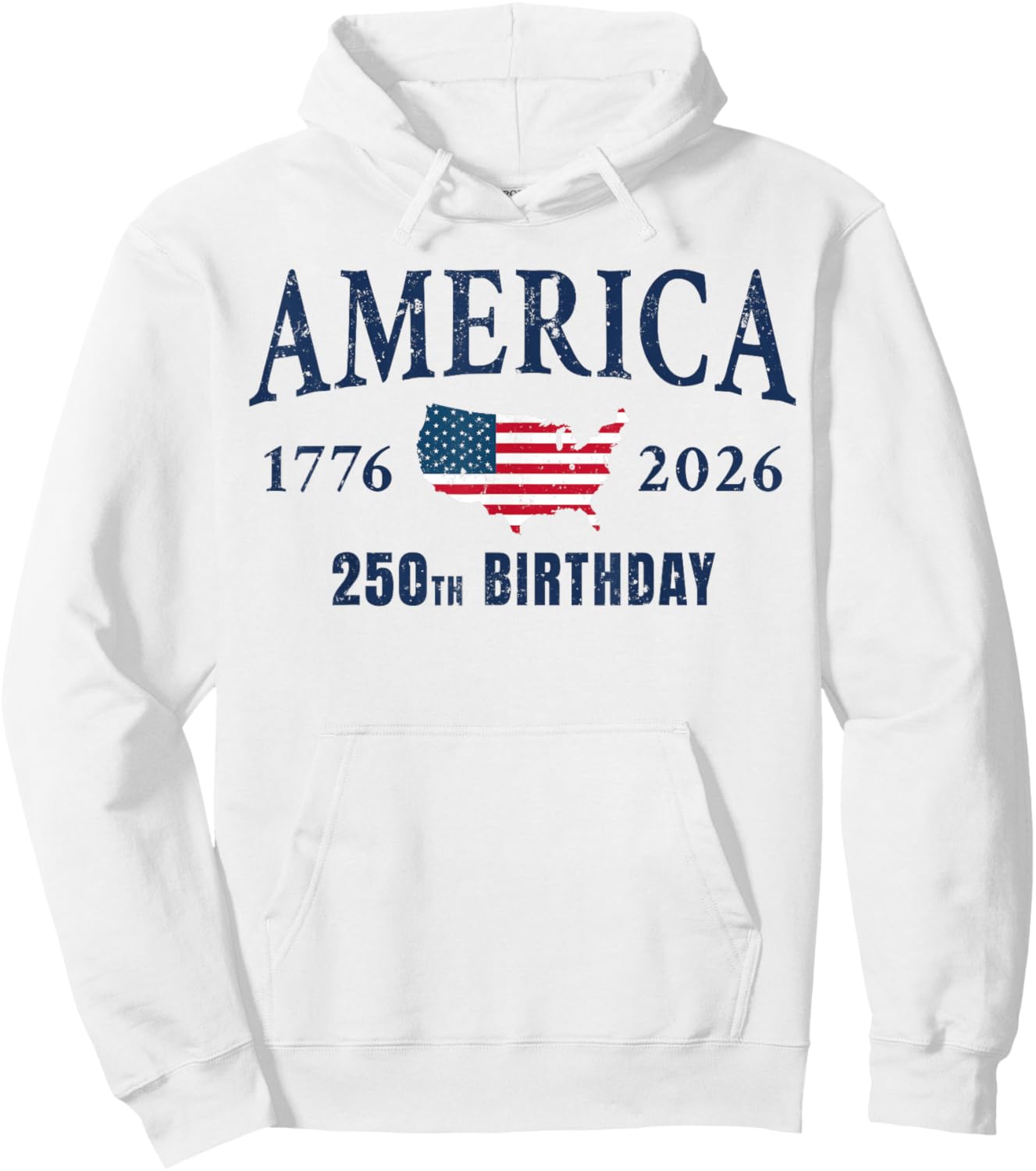 4th of July American Flag Vintage 250 Years 1776 2026 USA Hoodie - Hoodie | White