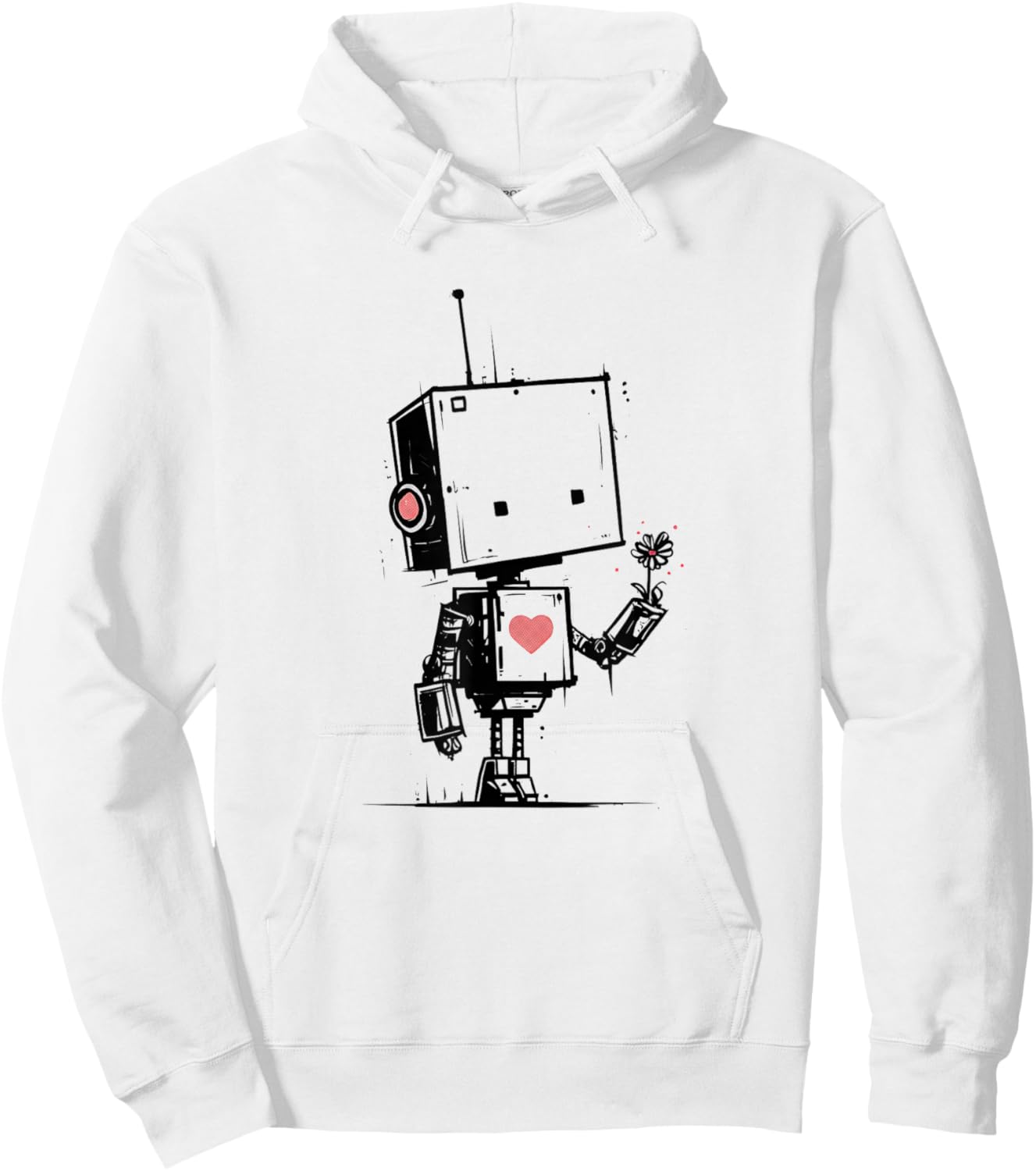 Cute Robot Valentine Love Art Kawaii Robot Romance Hoodie - Hoodie | White