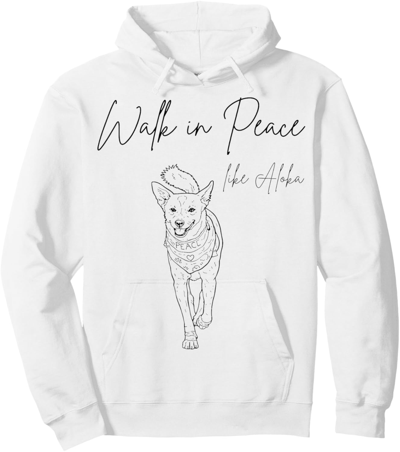 Walk for Peace Like Aloka Dog Minimalist Zen Art Hoodie - Hoodie | White