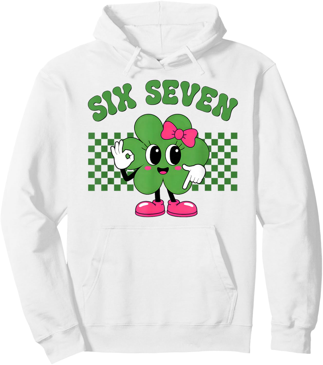 Six Seven 67 Meme St Patricks Day Shamrock Boys Girls Kids Hoodie - Hoodie | White