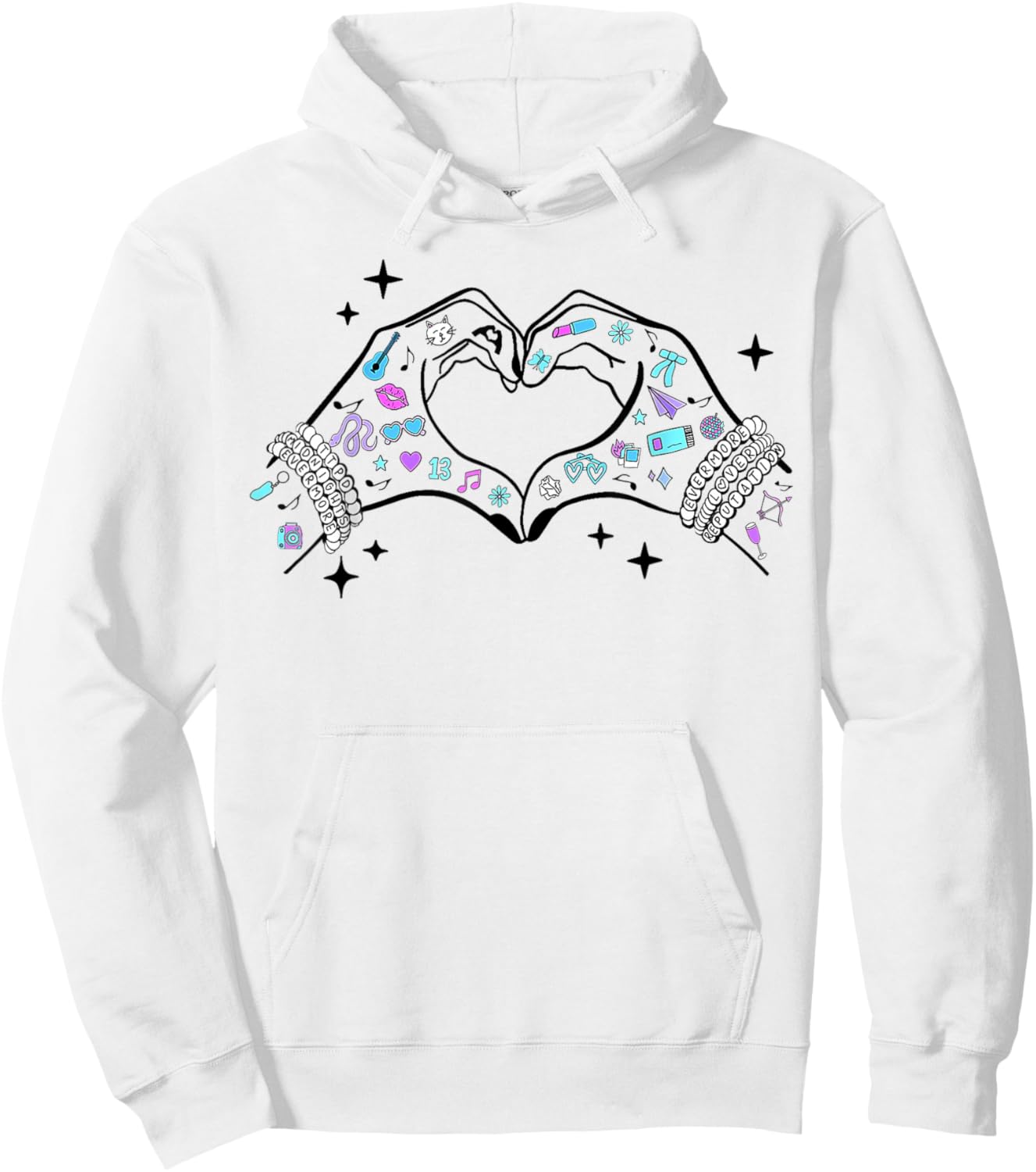 Heart Hands Taylor First Name Girl Retro Groovy 70's 80's Hoodie - Hoodie | White