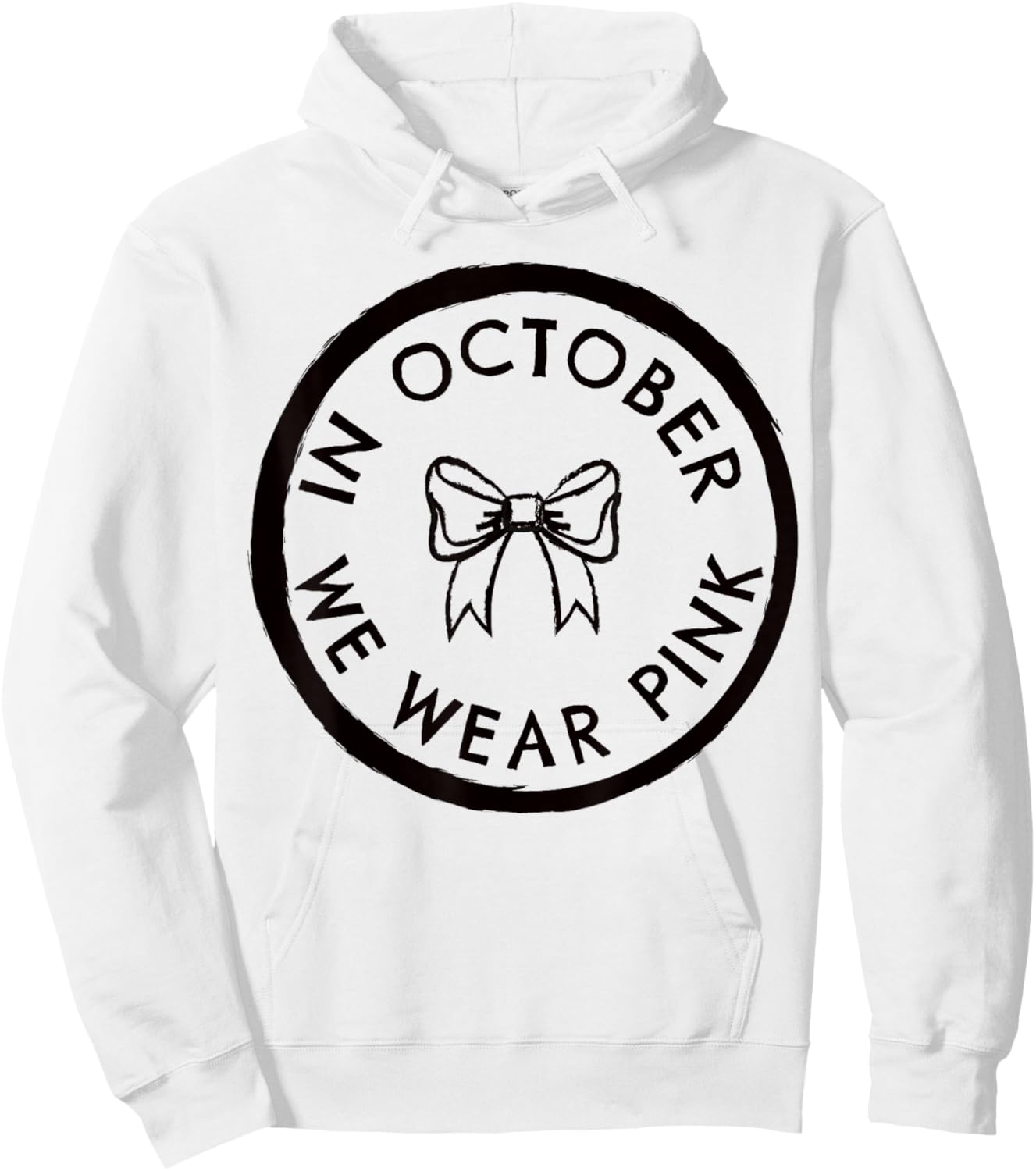 Coquette Bow in October We Wear Pink Out Hoodie - Hoodie | White