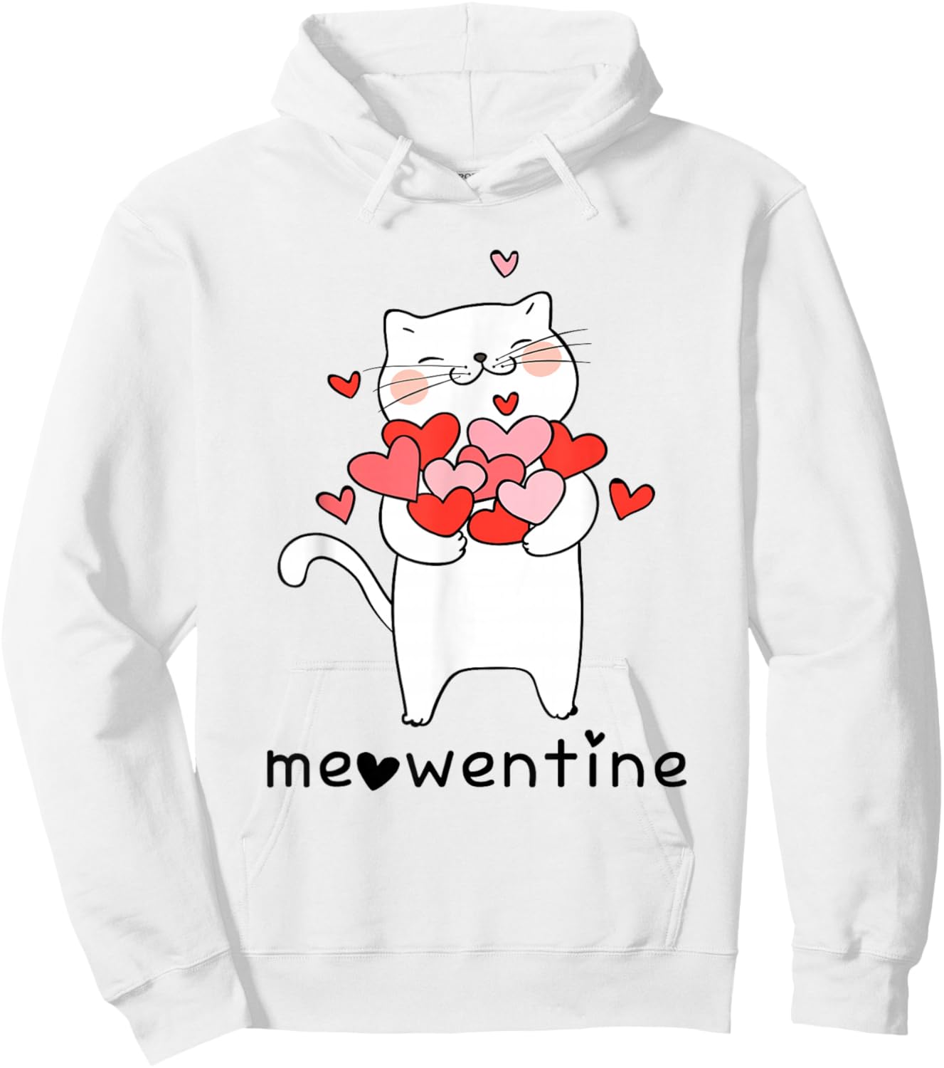 Meowentine Cute Cat Valentines Day Men Women Cat Dad Cat mom Hoodie - Hoodie | White